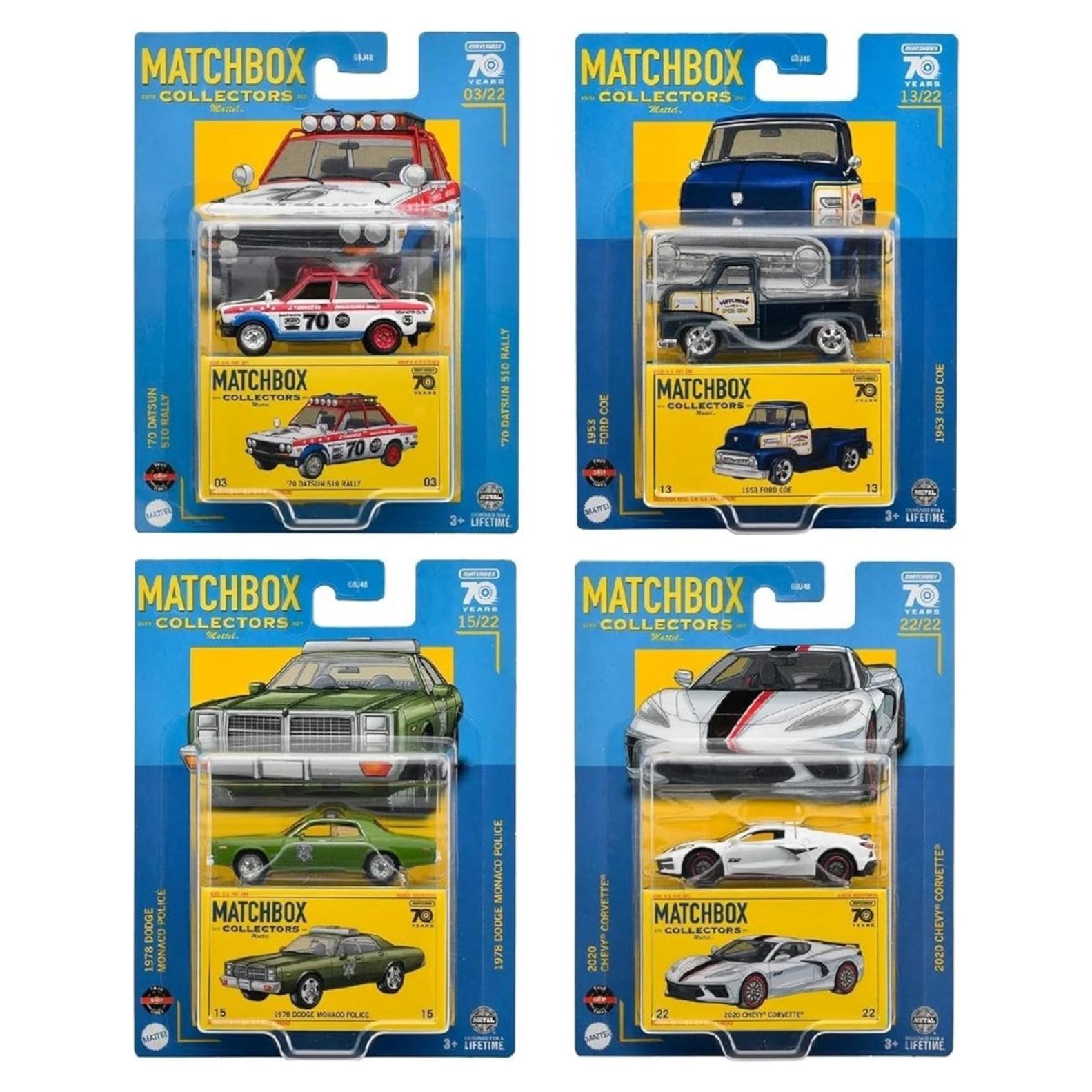 Paquete de 4 Coches Die-Cast Matchbox 2023 Onda T 1:64