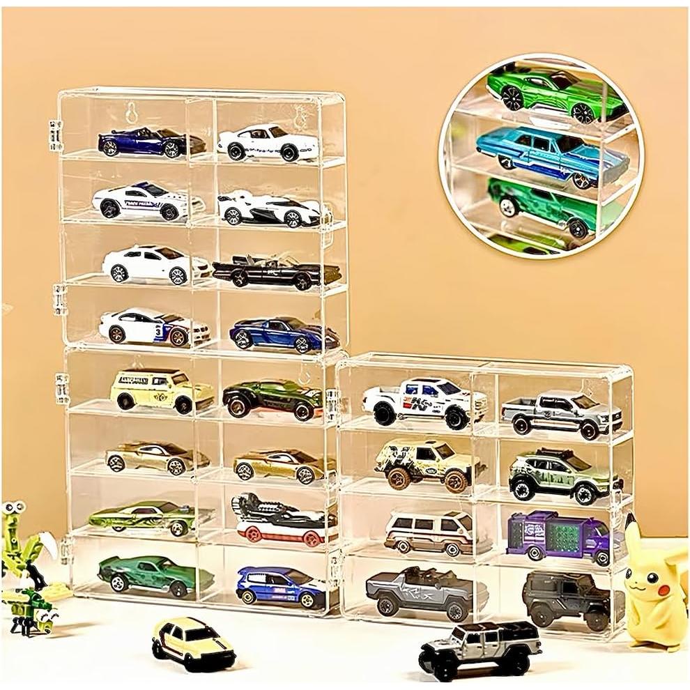 Caja de exhibición acrílica Enklogic para Hot Wheels 32 coches