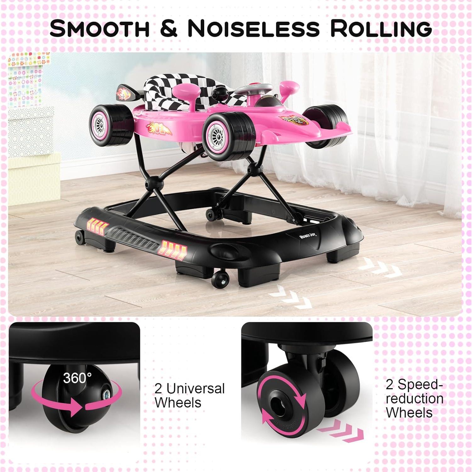 Andador para Bebés HONEY JOY 4 en 1 Ajustable Rosa