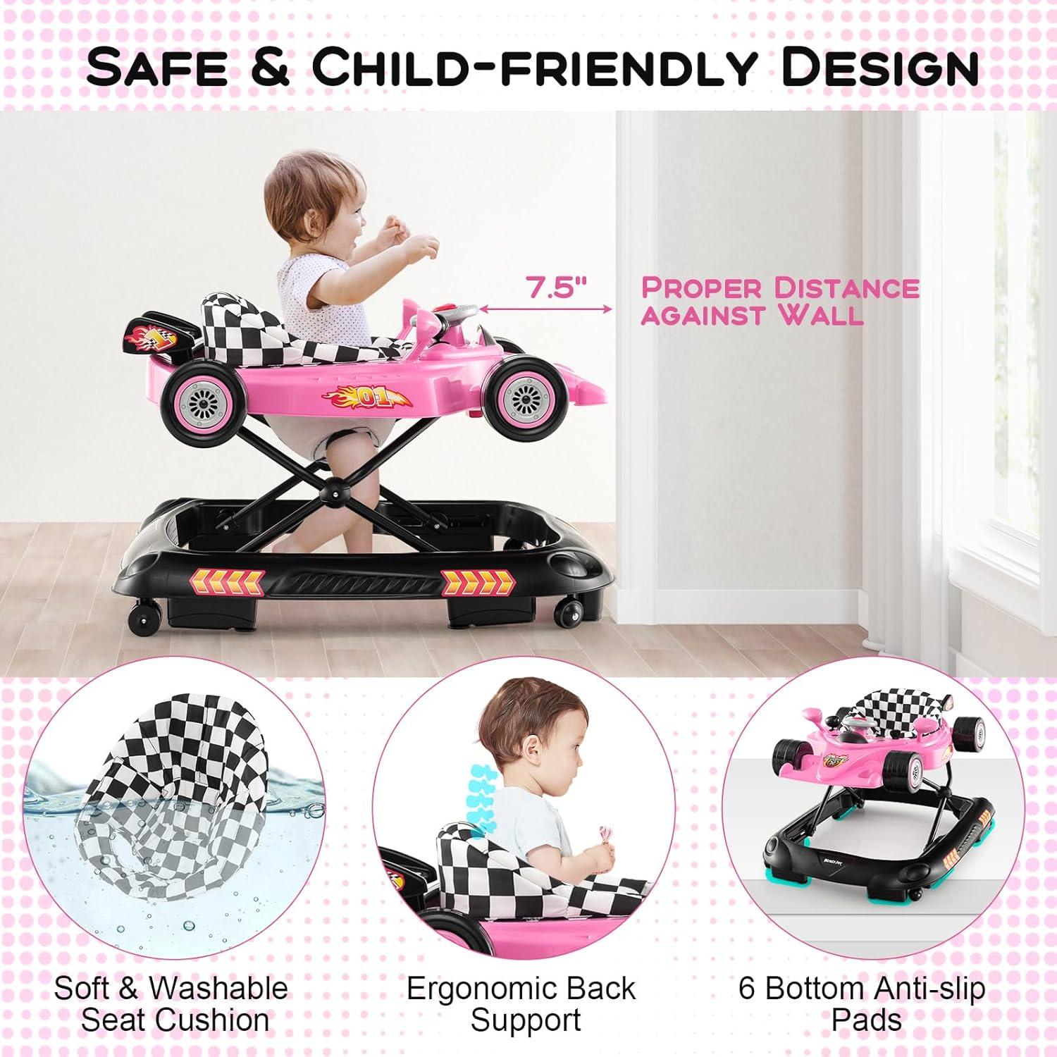 Andador para Bebés HONEY JOY 4 en 1 Ajustable Rosa