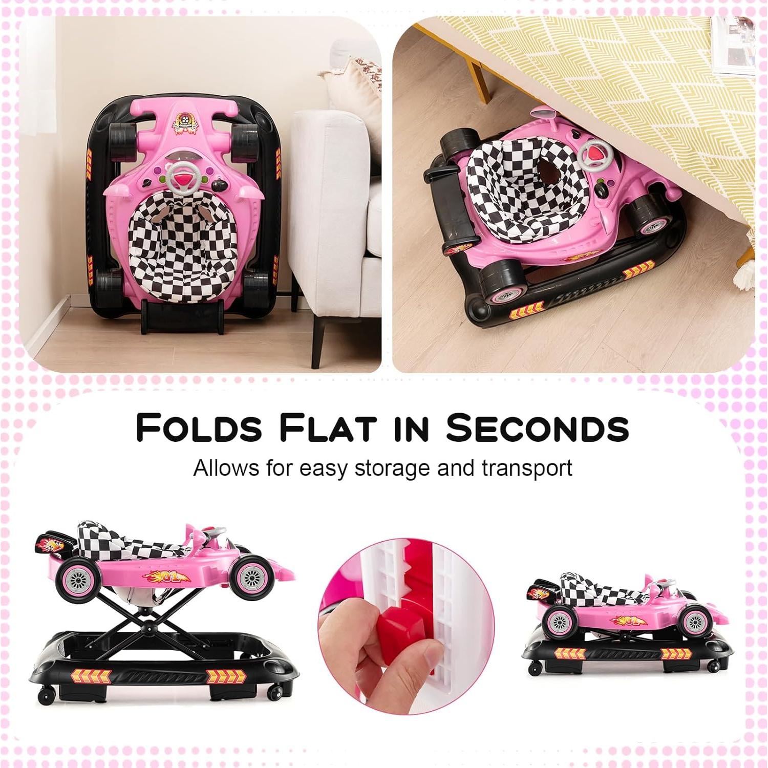 Andador para Bebés HONEY JOY 4 en 1 Ajustable Rosa