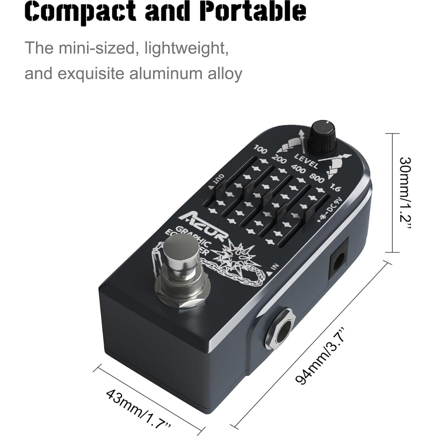 Pedal de Efecto Ecualizador Gráfico AZOR AP-322 5 Bandas