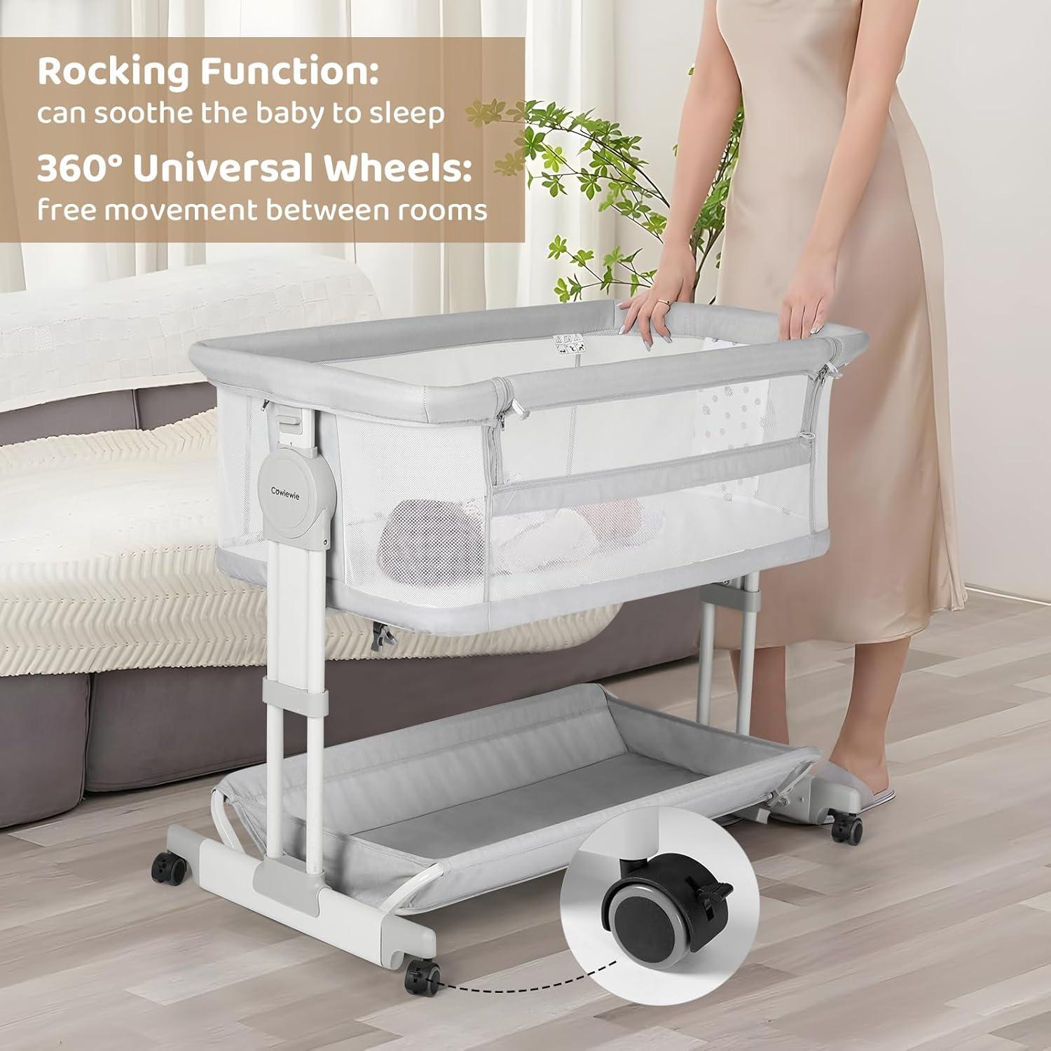 Cuna Mecedora Cowiewie 360° Ajustable 7 Alturas con Ruedas