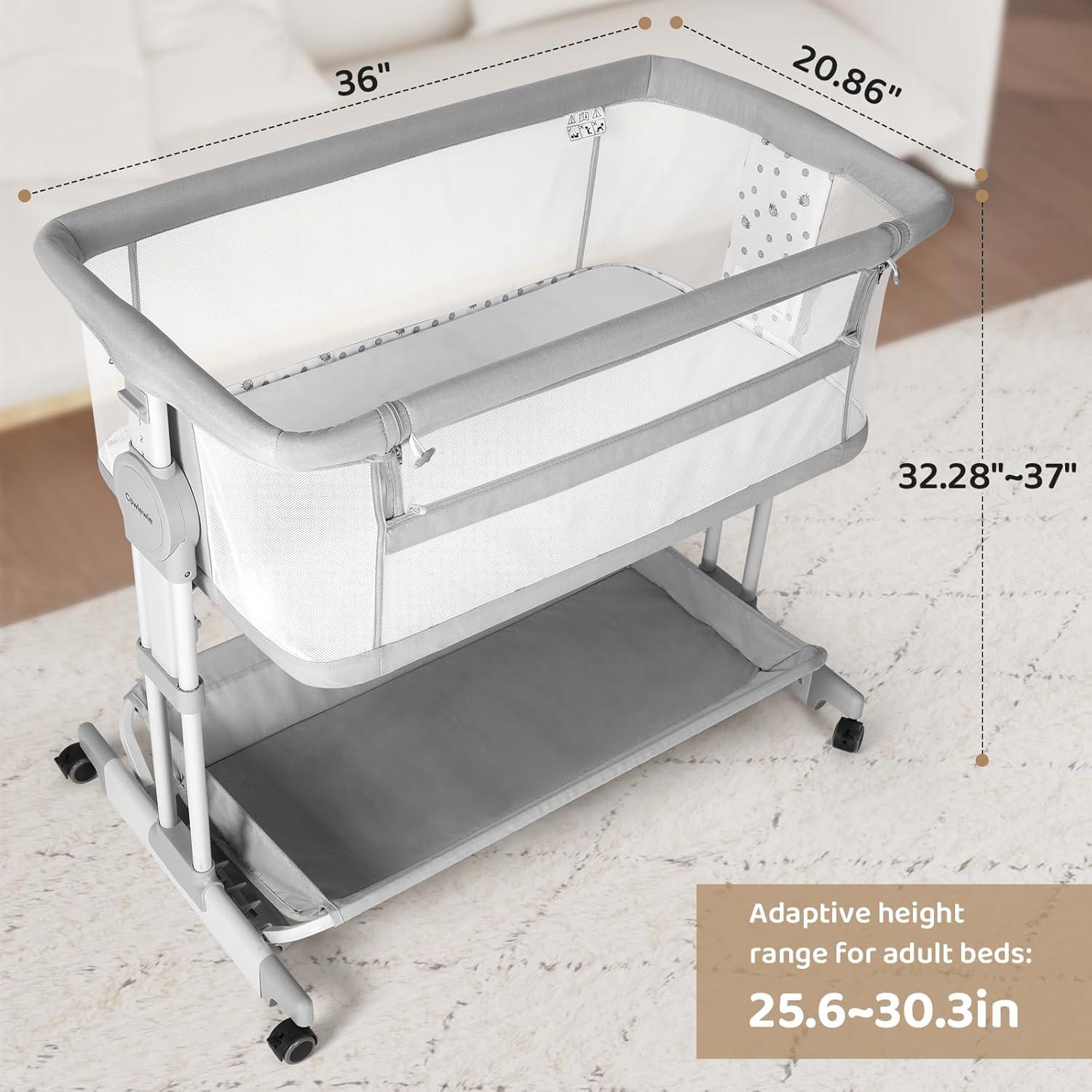 Cuna Mecedora Cowiewie 360° Ajustable 7 Alturas con Ruedas