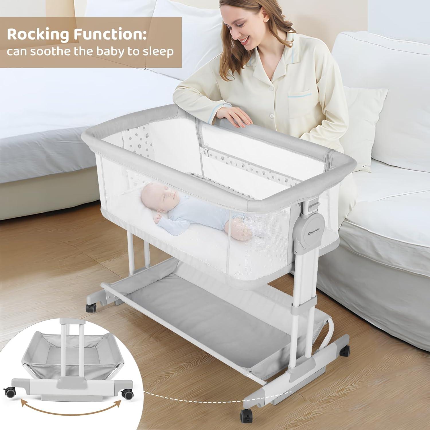 Cuna Mecedora Cowiewie 360° Ajustable 7 Alturas con Ruedas
