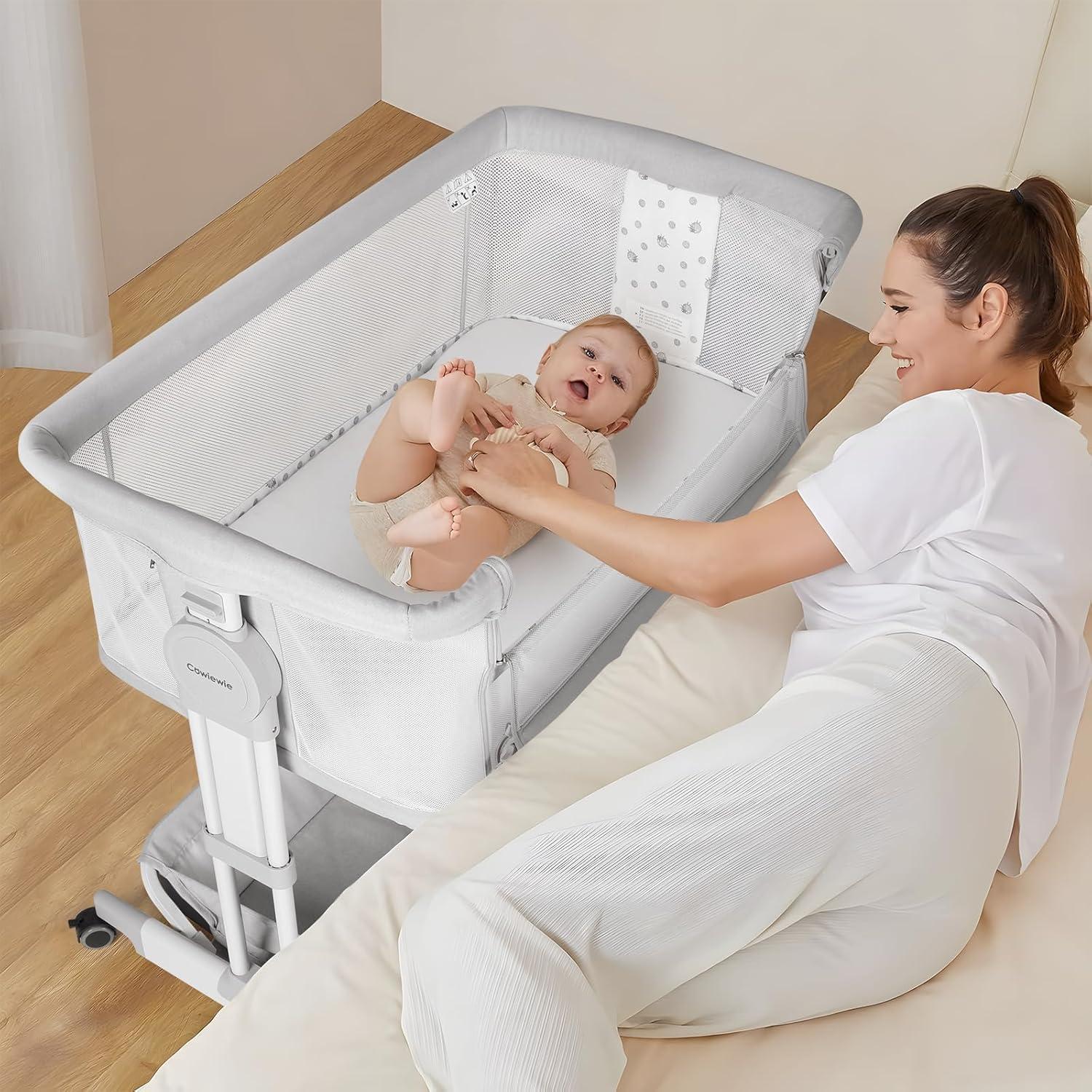 Cuna Mecedora Cowiewie 360° Ajustable 7 Alturas con Ruedas