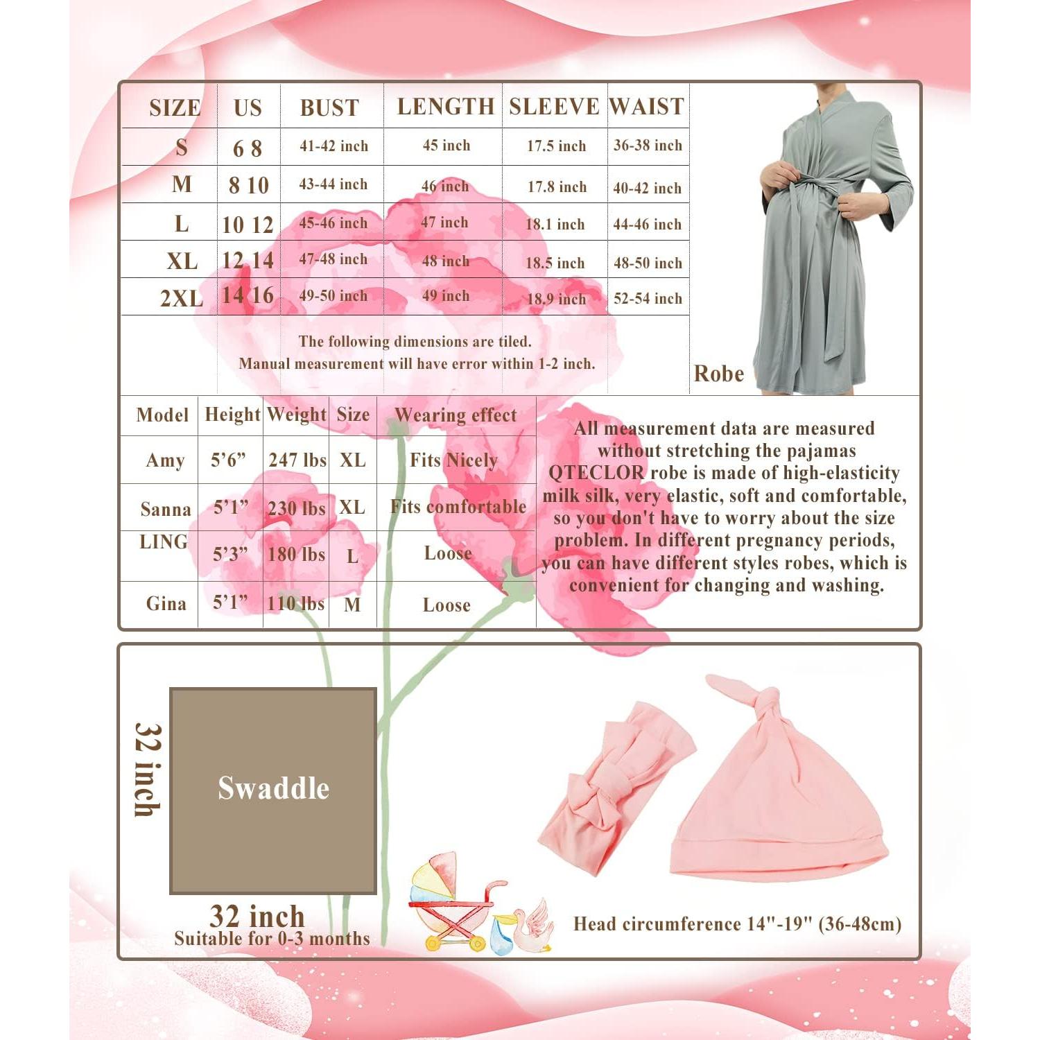 Bata de Maternidad QTECLOR con Manta de Envolver Rojo