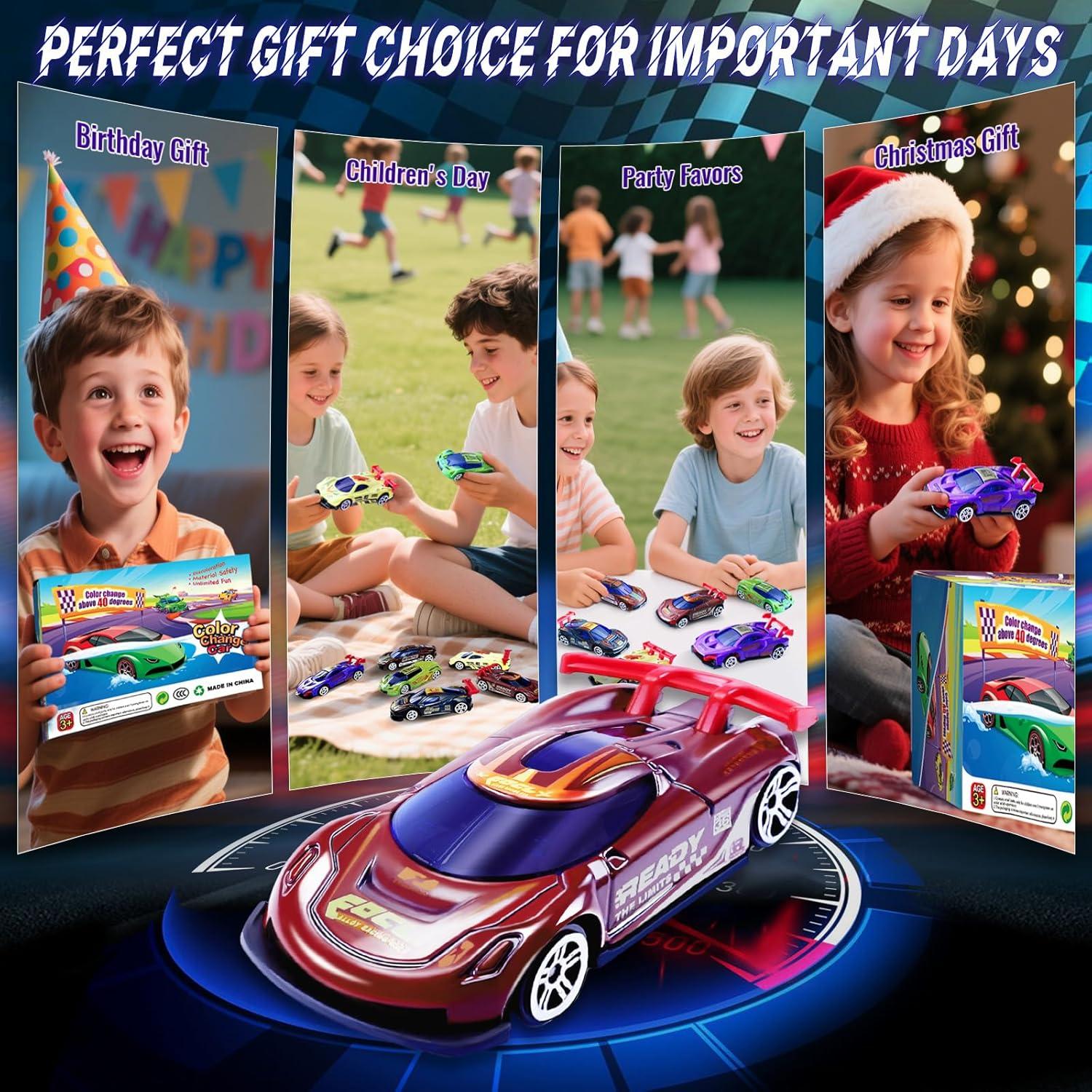 Coches de Carreras de Cambio de Color Sterofari - 6 Piezas