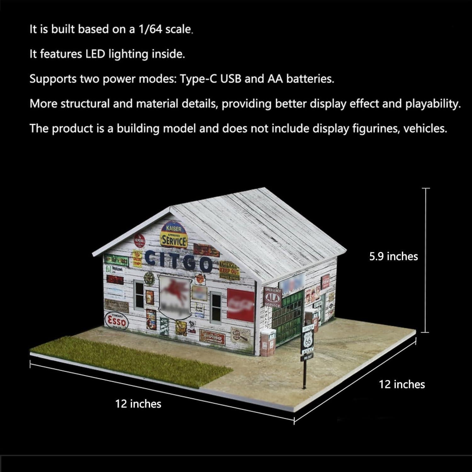 Caja de Exhibición Diorama 1:64 Bivitre con Luces LED