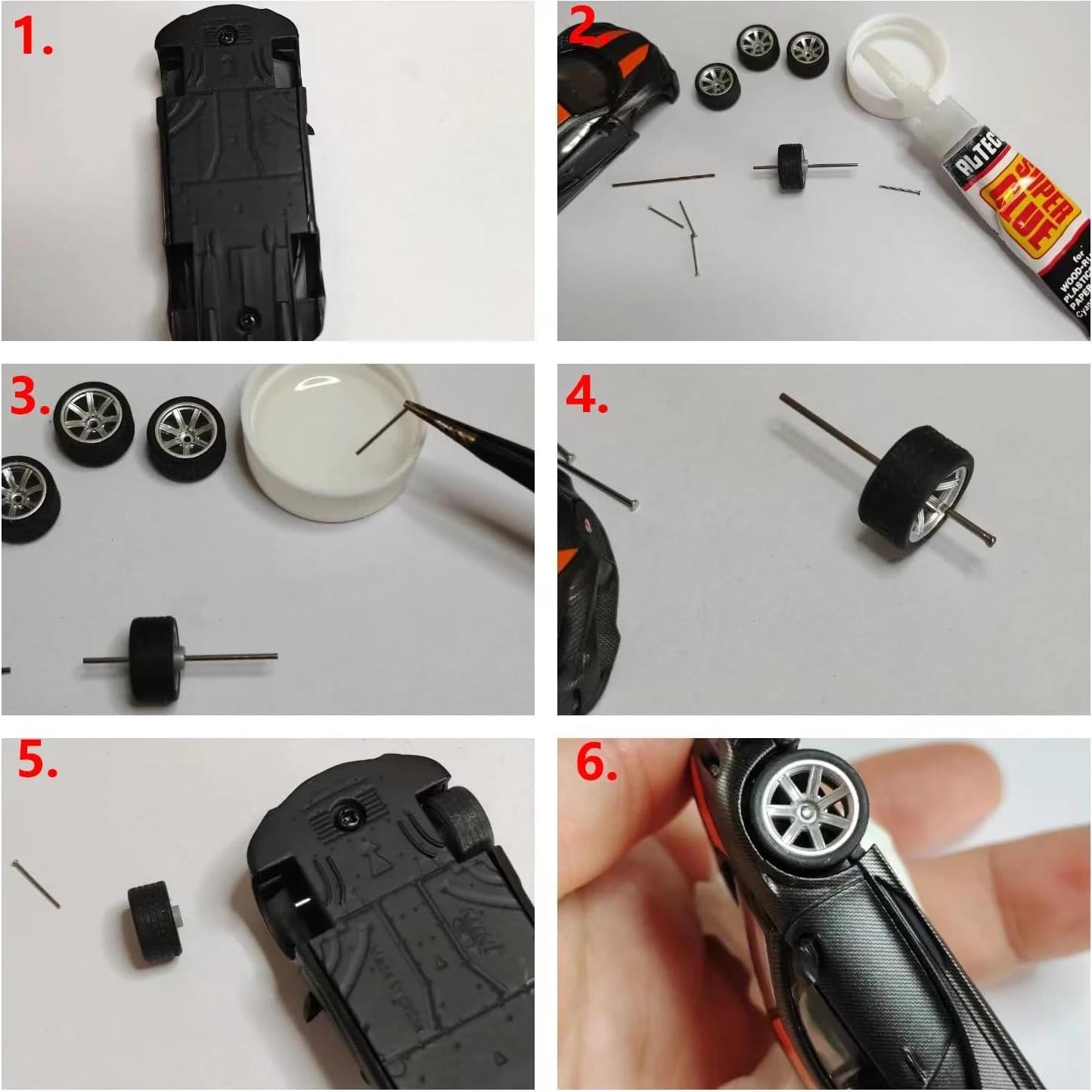 Conjunto de Ejes de Rueda YALLISHOP 1:64 30 Juegos 22mm 25mm 28mm