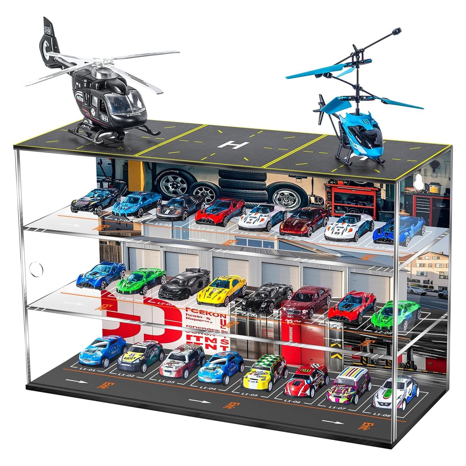 Vitrina para Hot Wheels HEKORE con LED - Almacena 24 coches