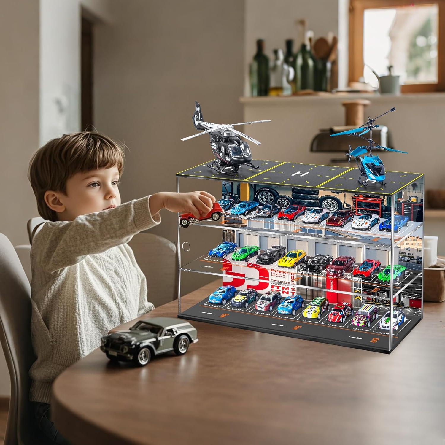 Vitrina para Hot Wheels HEKORE con LED - Almacena 24 coches