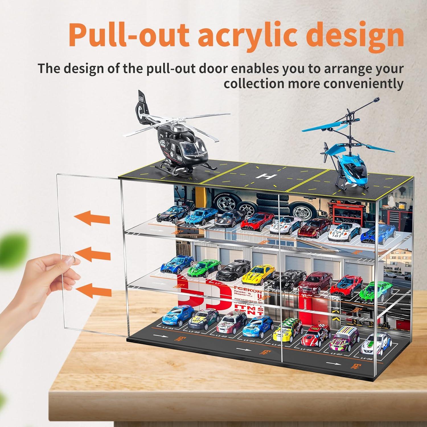 Vitrina para Hot Wheels HEKORE con LED - Almacena 24 coches