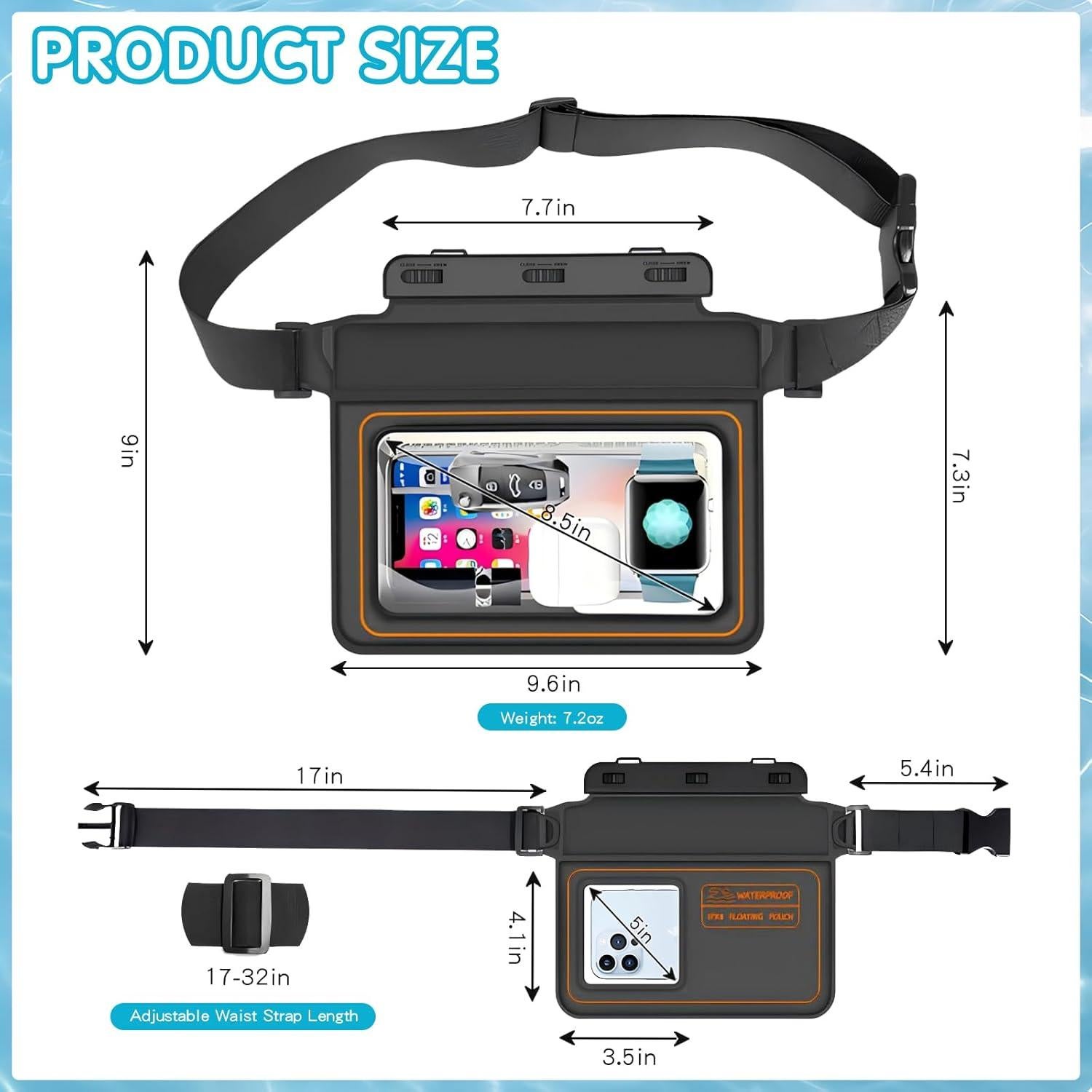 Riñonera Impermeable Teeloray IPX8 Ajustable 21,59 cm