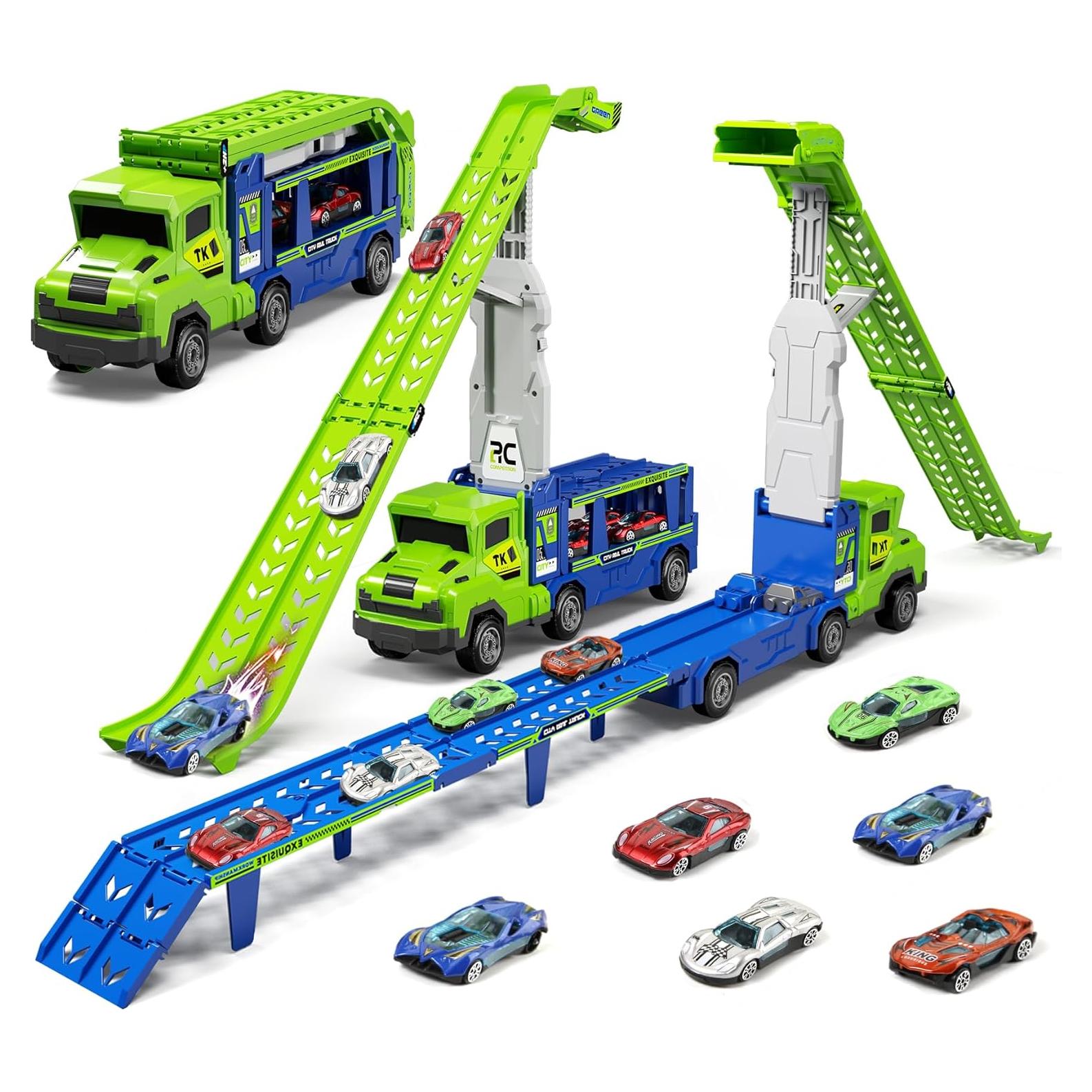 Camión Transportador 3 en 1 BSTOYDER con Pista y 6 Coches