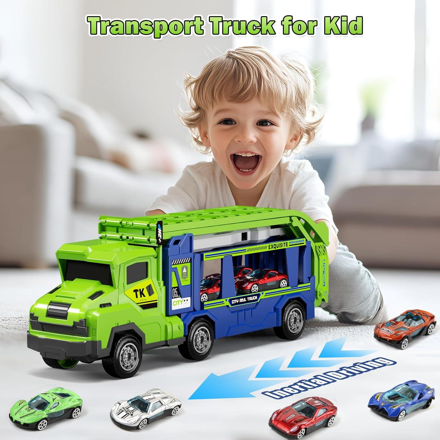 Camión Transportador 3 en 1 BSTOYDER con Pista y 6 Coches