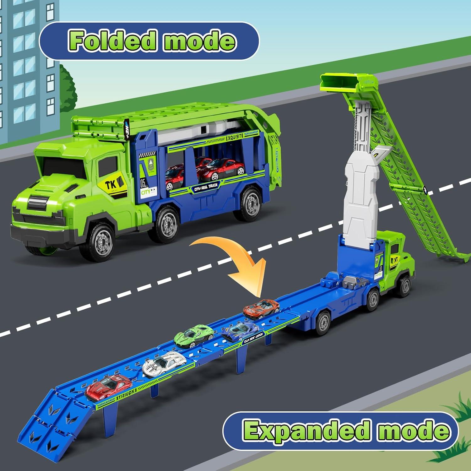 Camión Transportador 3 en 1 BSTOYDER con Pista y 6 Coches