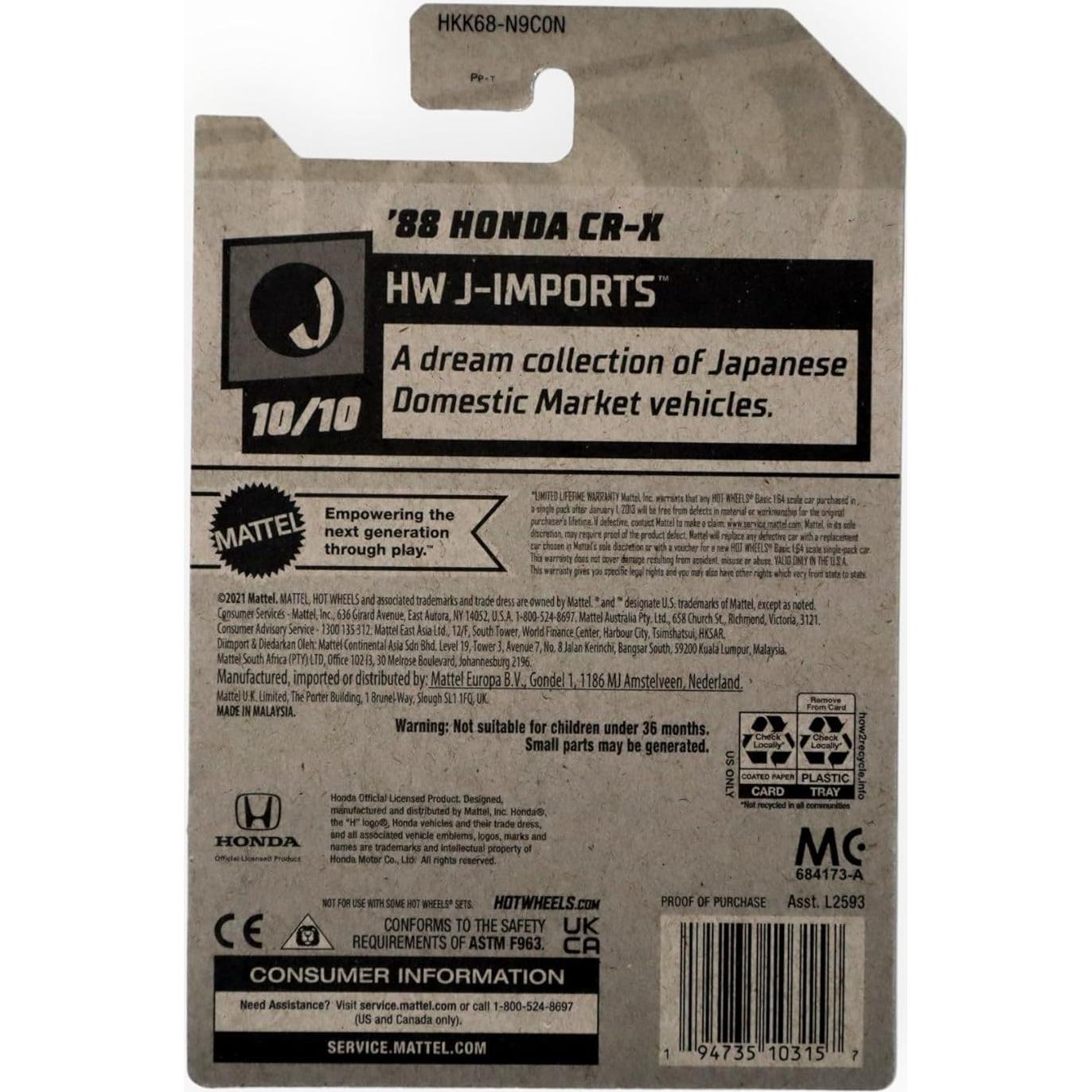 Hot Wheels Honda CR-X 1:64 Azul - Mattel