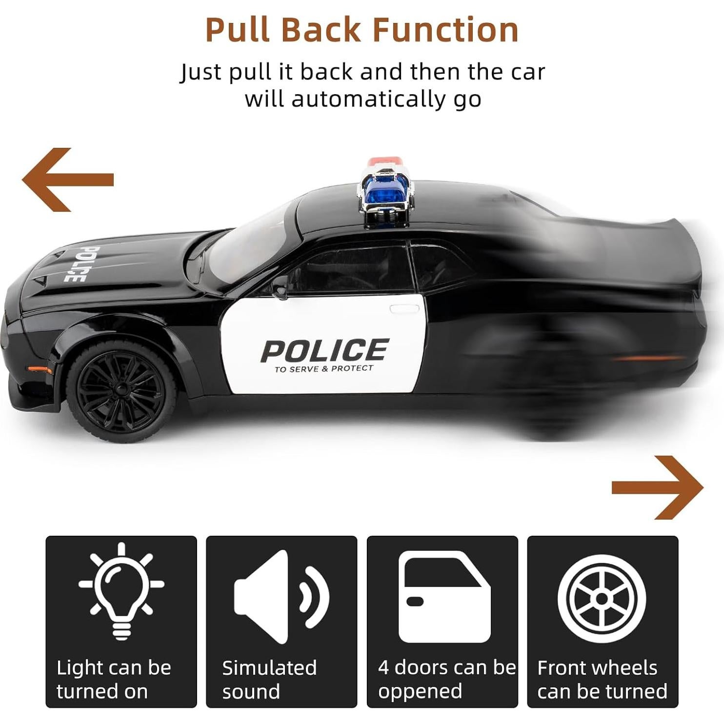 Coche de Policía Dodge Challenger SRT Hellcat 1:22 con Luces y Sonidos