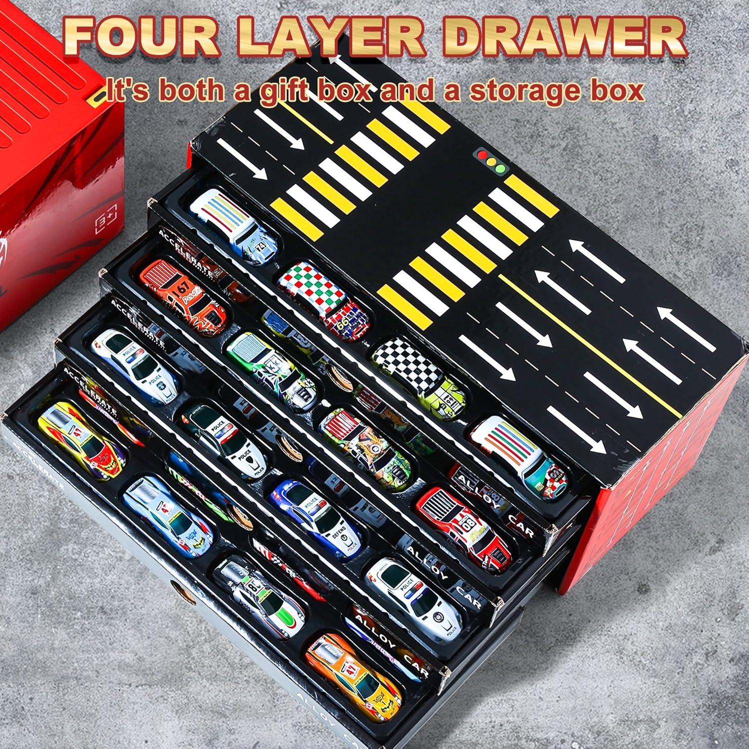 Juego de Coches Mini de Aleación CA8858 con Pista y Garaje 48 Piezas