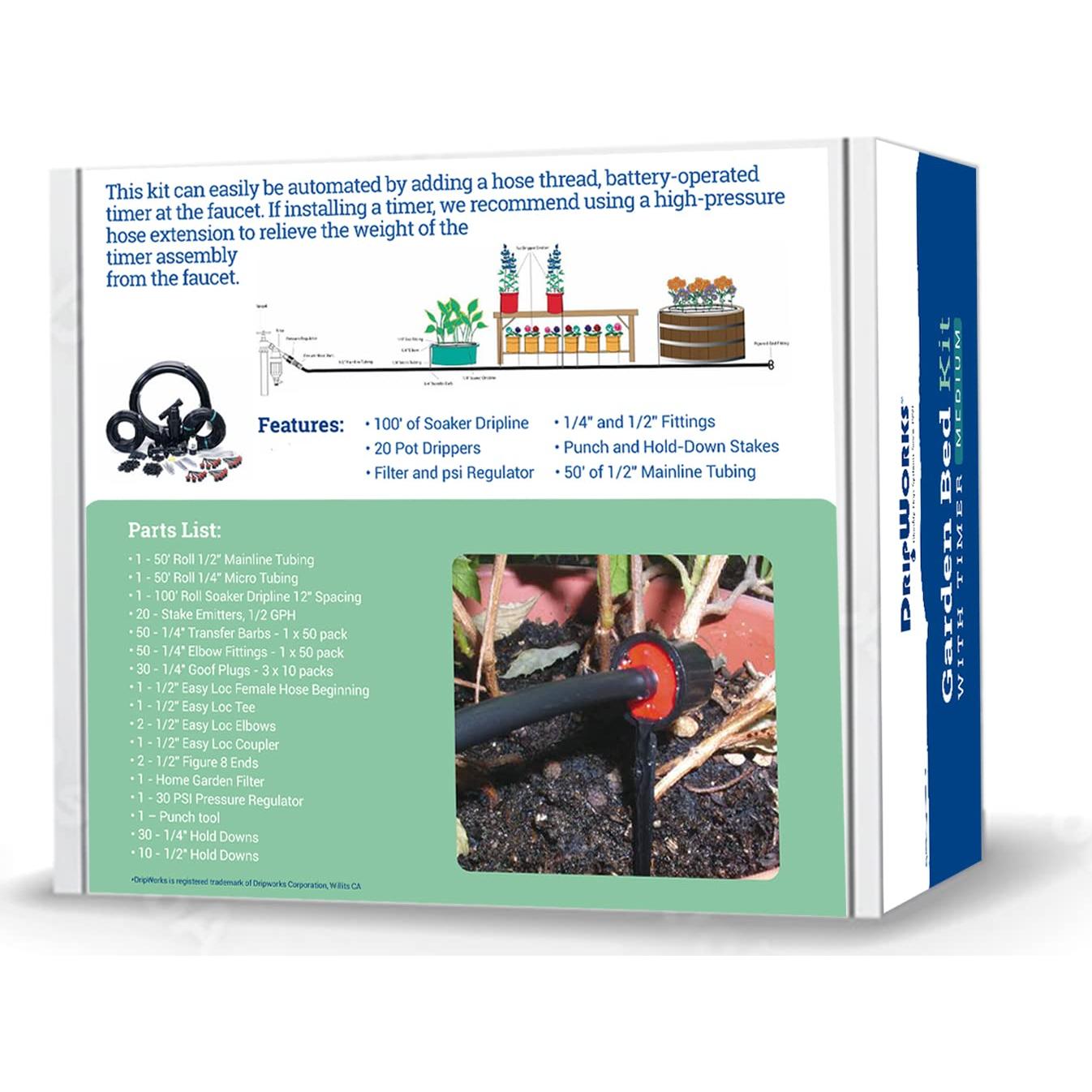 Kit de Riego por Goteo DripWorks para 45 Plantas - 30.48 m