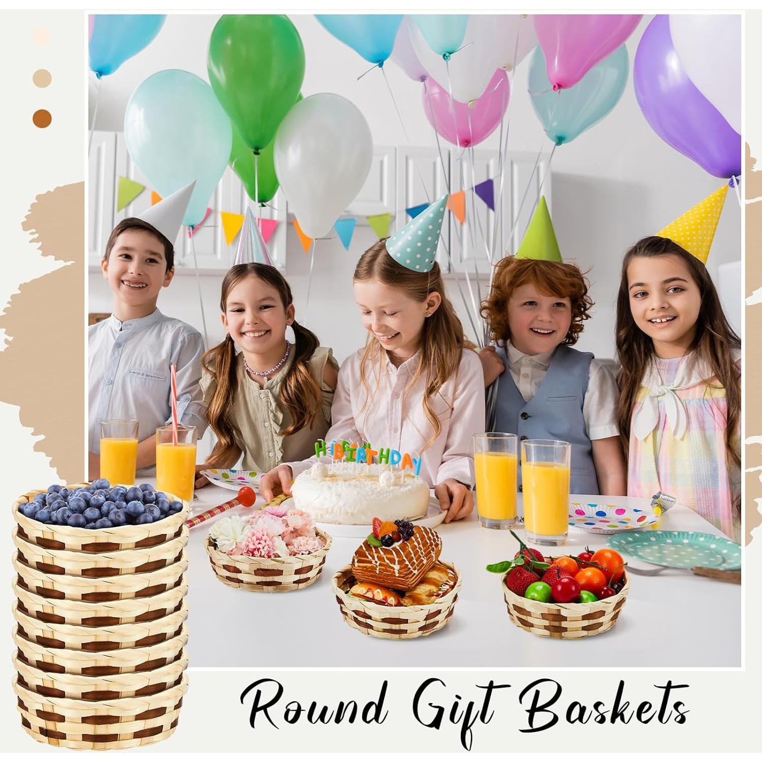 Canastas de Bambú Sintuff 24 Pcs Redondas 16 cm para Almacenamiento