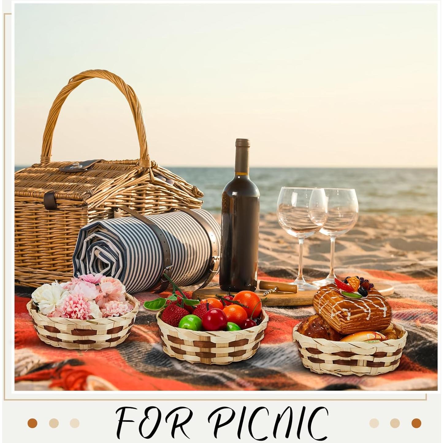 Canastas de Bambú Sintuff 24 Pcs Redondas 16 cm para Almacenamiento