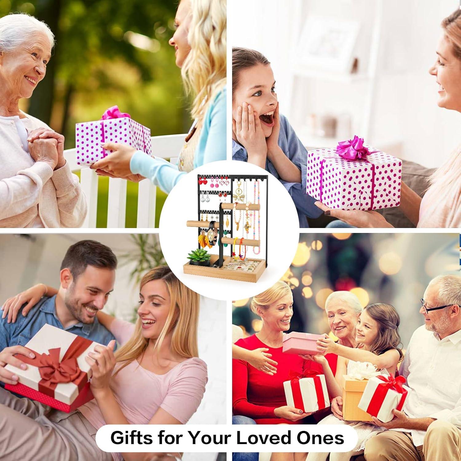 Organizador de Joyería Godboat Negro, Soporte 4 Niveles 48 Agujeros