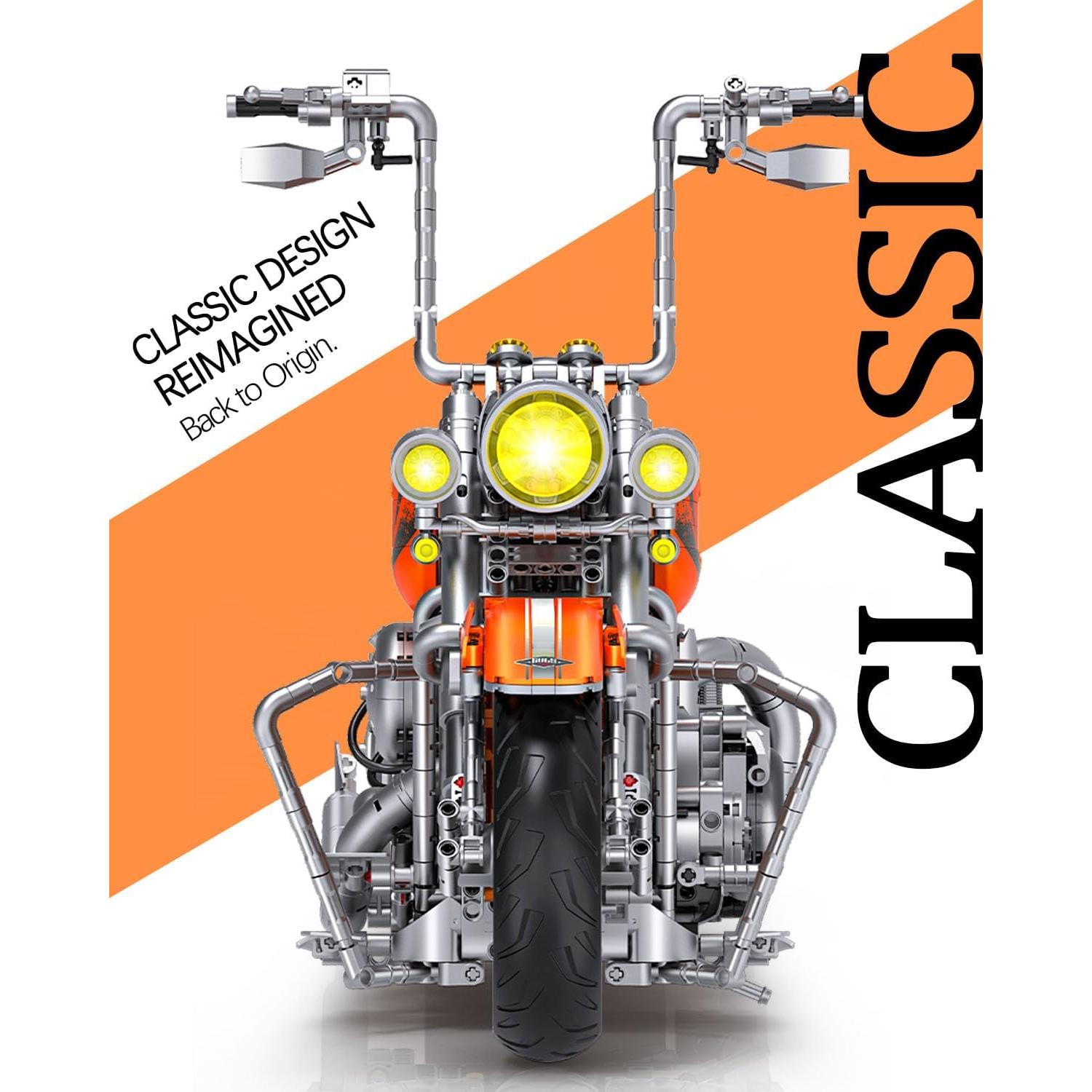 Set de Construcción Motocicleta JTBBOY 1:5 Naranja 2392 Piezas