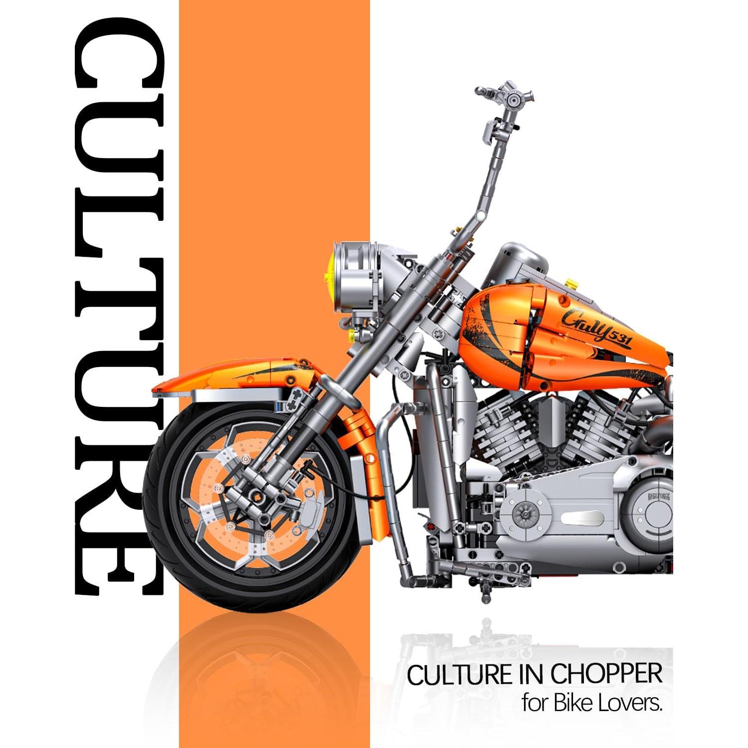 Set de Construcción Motocicleta JTBBOY 1:5 Naranja 2392 Piezas