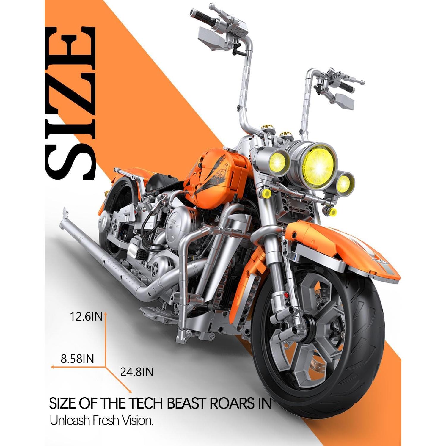 Set de Construcción Motocicleta JTBBOY 1:5 Naranja 2392 Piezas