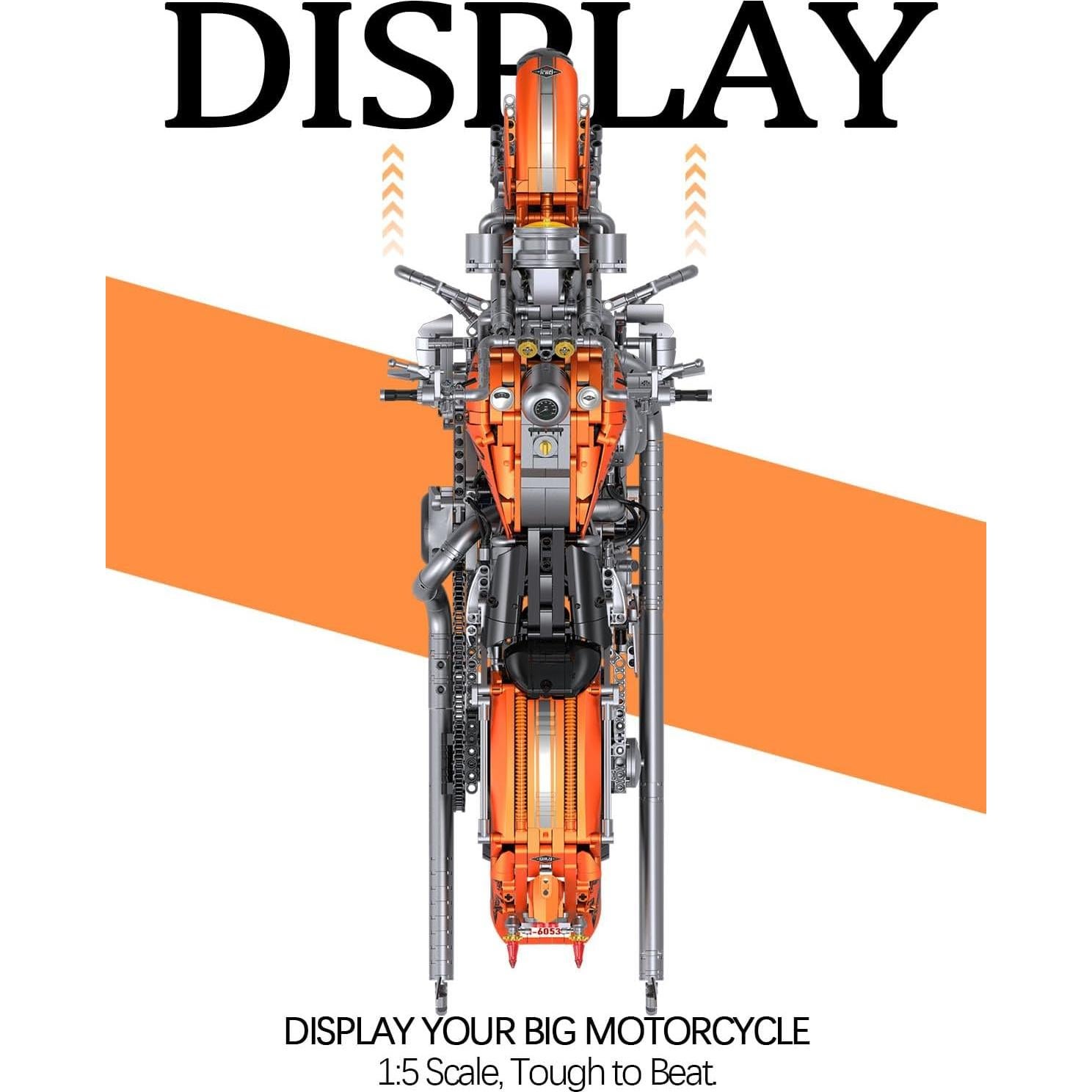 Set de Construcción Motocicleta JTBBOY 1:5 Naranja 2392 Piezas