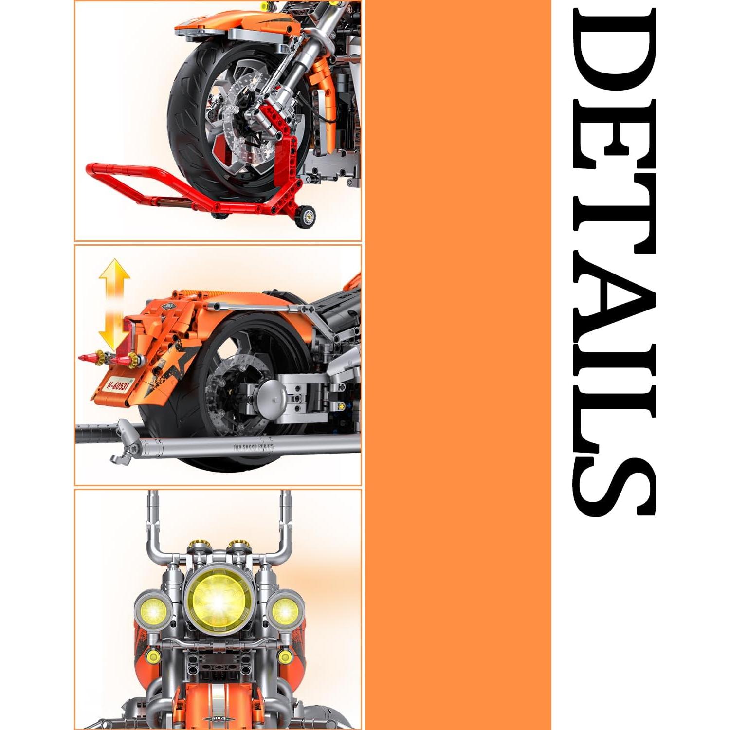 Set de Construcción Motocicleta JTBBOY 1:5 Naranja 2392 Piezas