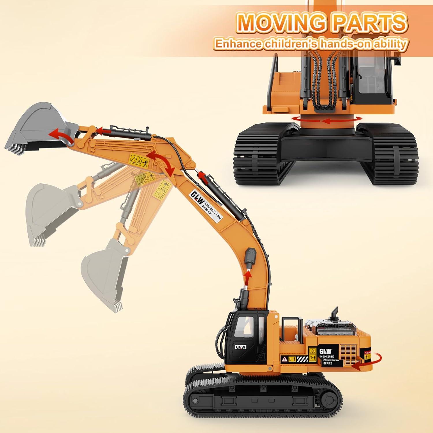 Juguete Excavadora Grande GLW 1:40 con Luces y Sonidos