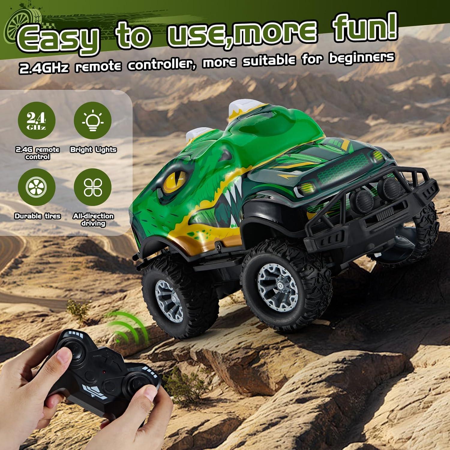 Coche RC Dinosaurio JOYBLI 1:20 Verde con Luces LED