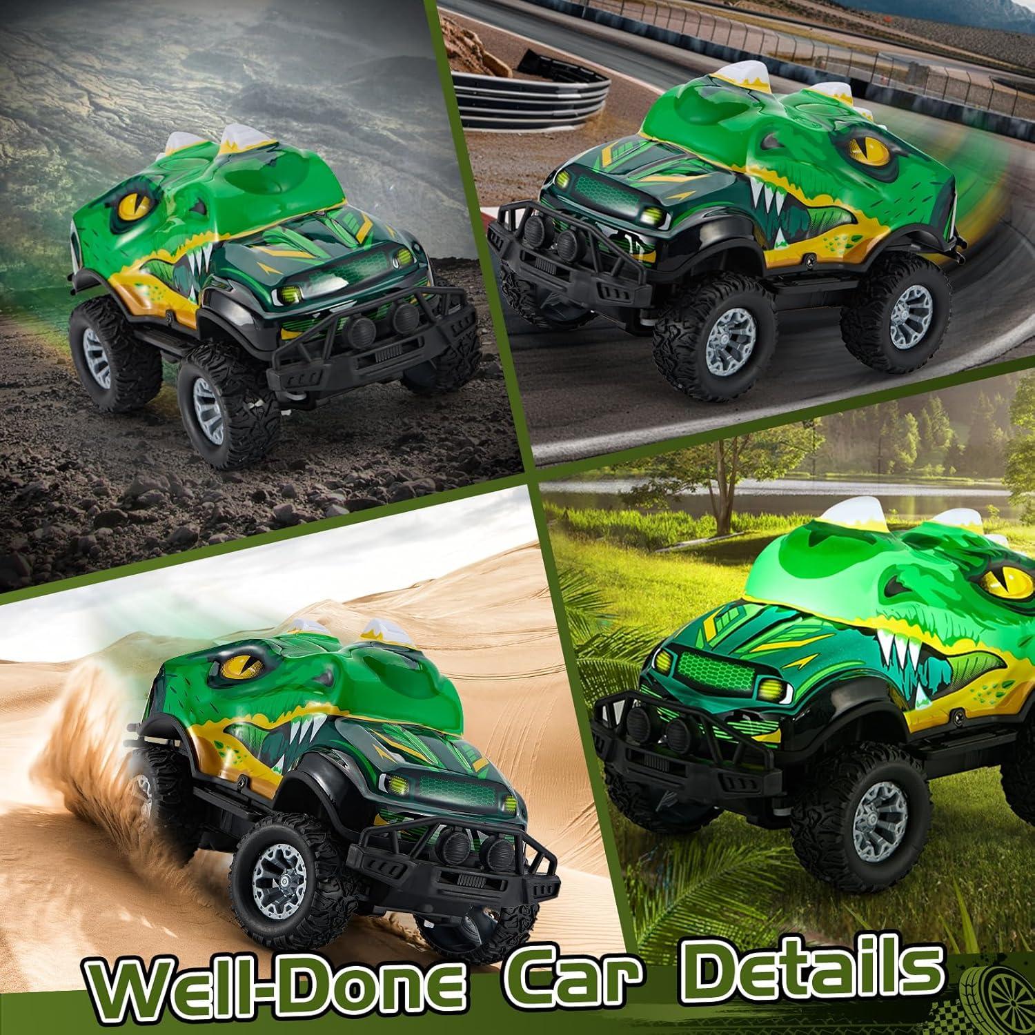Coche RC Dinosaurio JOYBLI 1:20 Verde con Luces LED