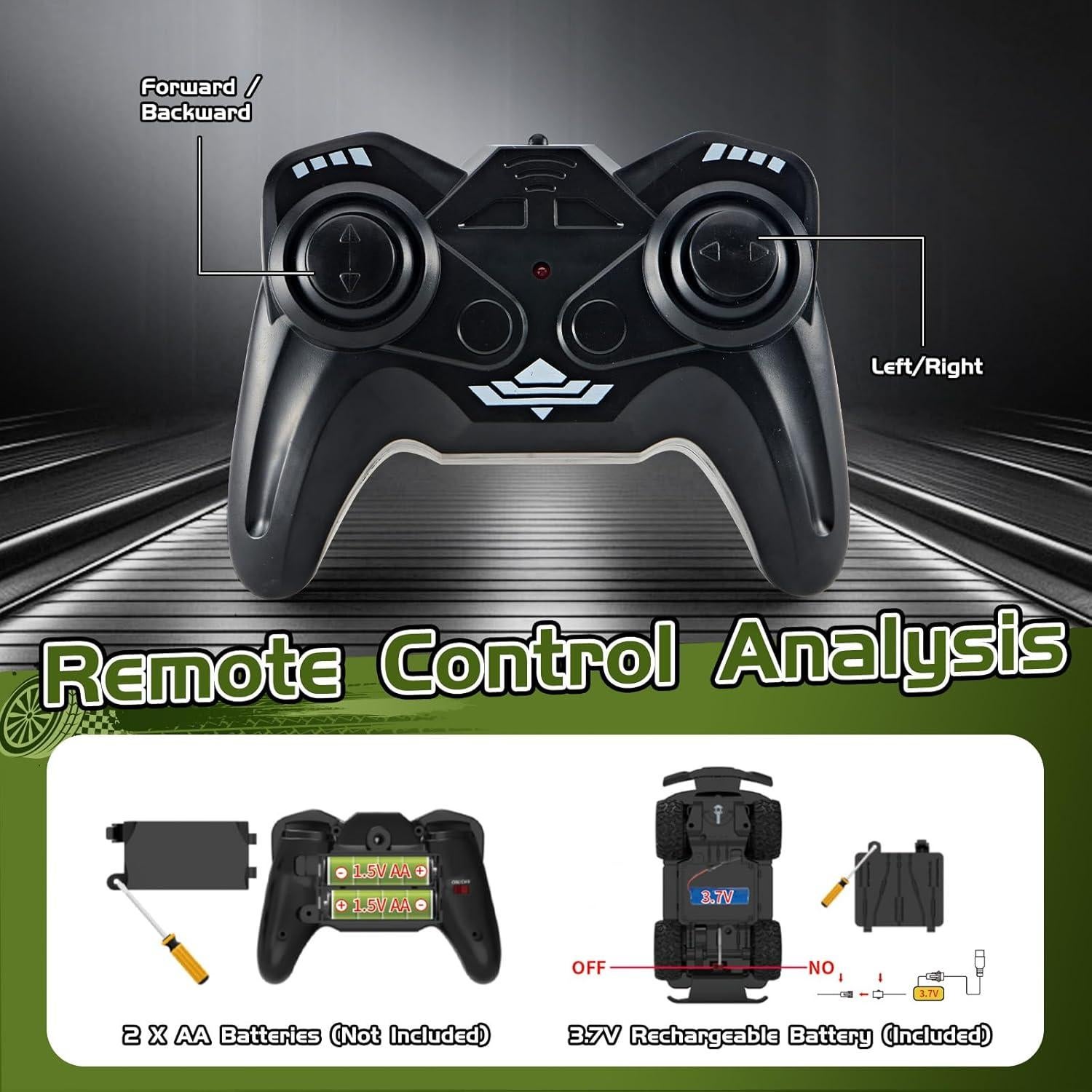 Coche RC Dinosaurio JOYBLI 1:20 Verde con Luces LED