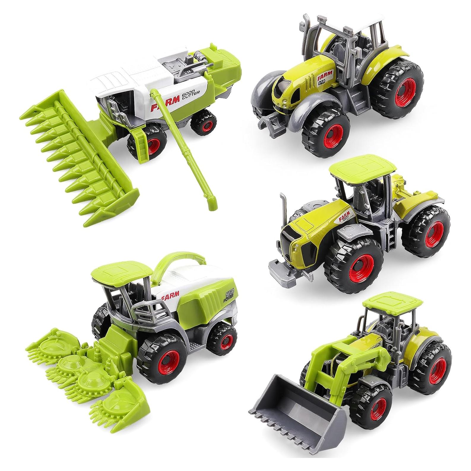 Conjunto de 5 Juguetes de Tractores de Granja Victob - Vehículos Mini de Metal y Plástico