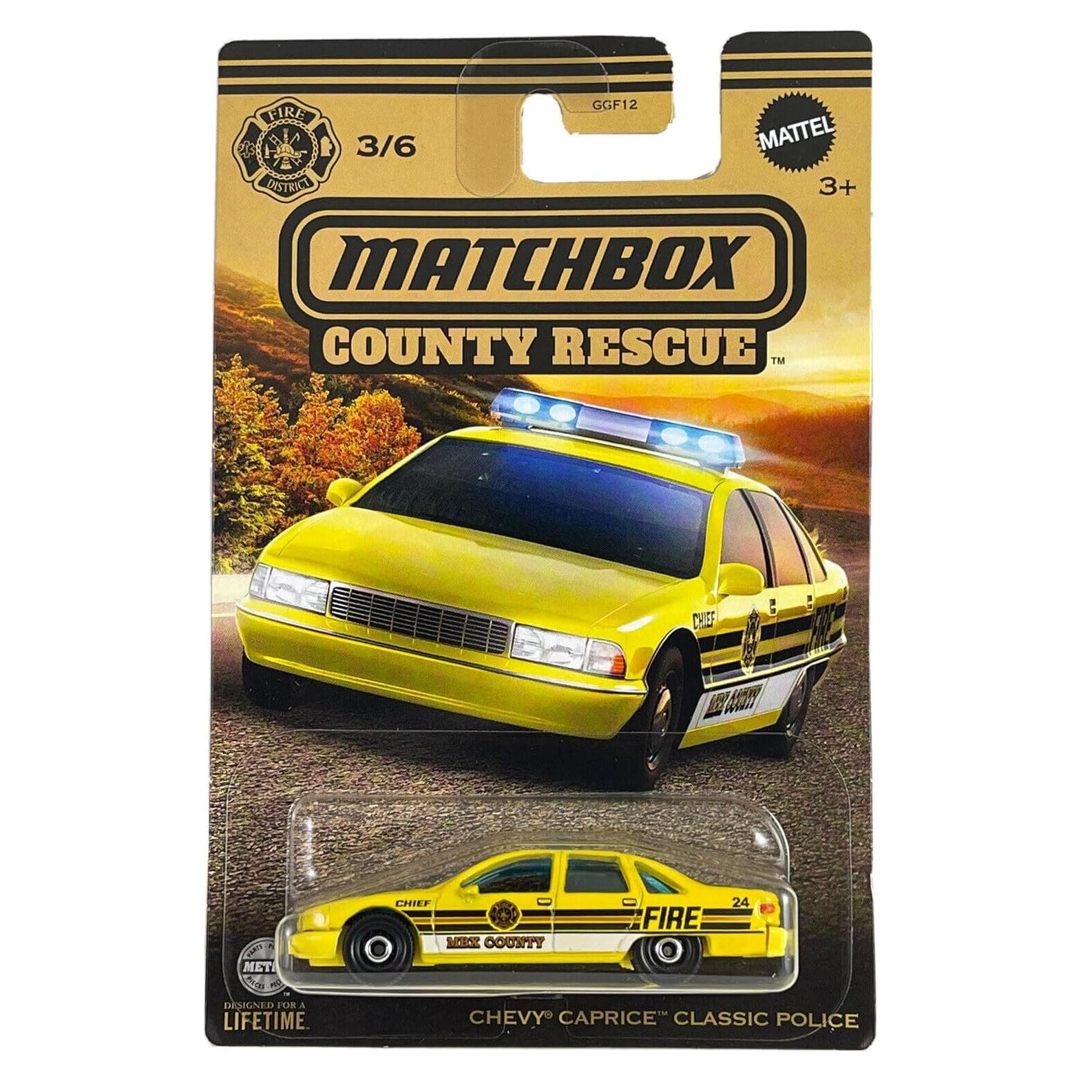 Matchbox Chevy Caprice Clásico Policía Rescate Amarillo