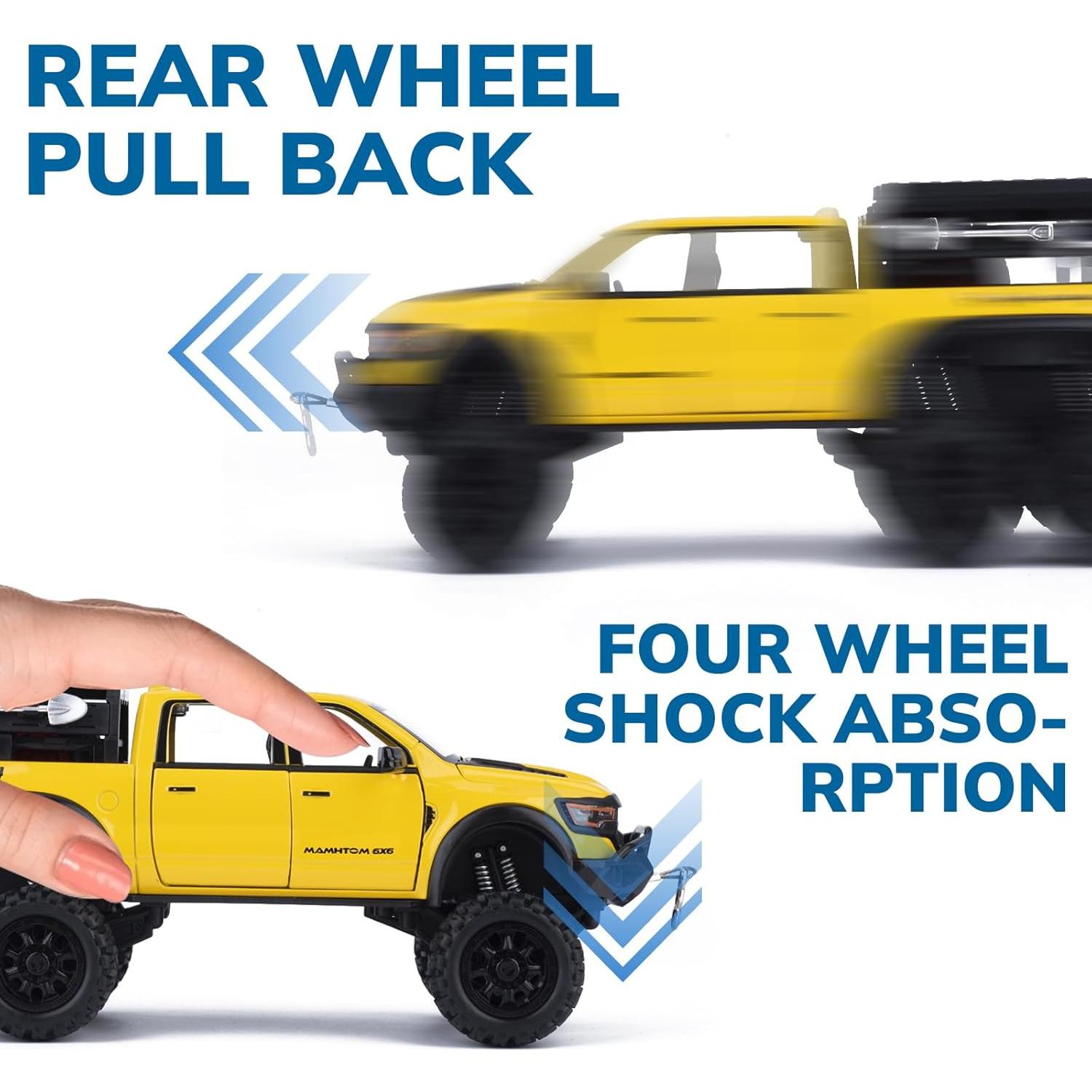 Camión Pickup Juguete FRJV 21.5x8.8x9 cm Amarillo con Luz y Sonido