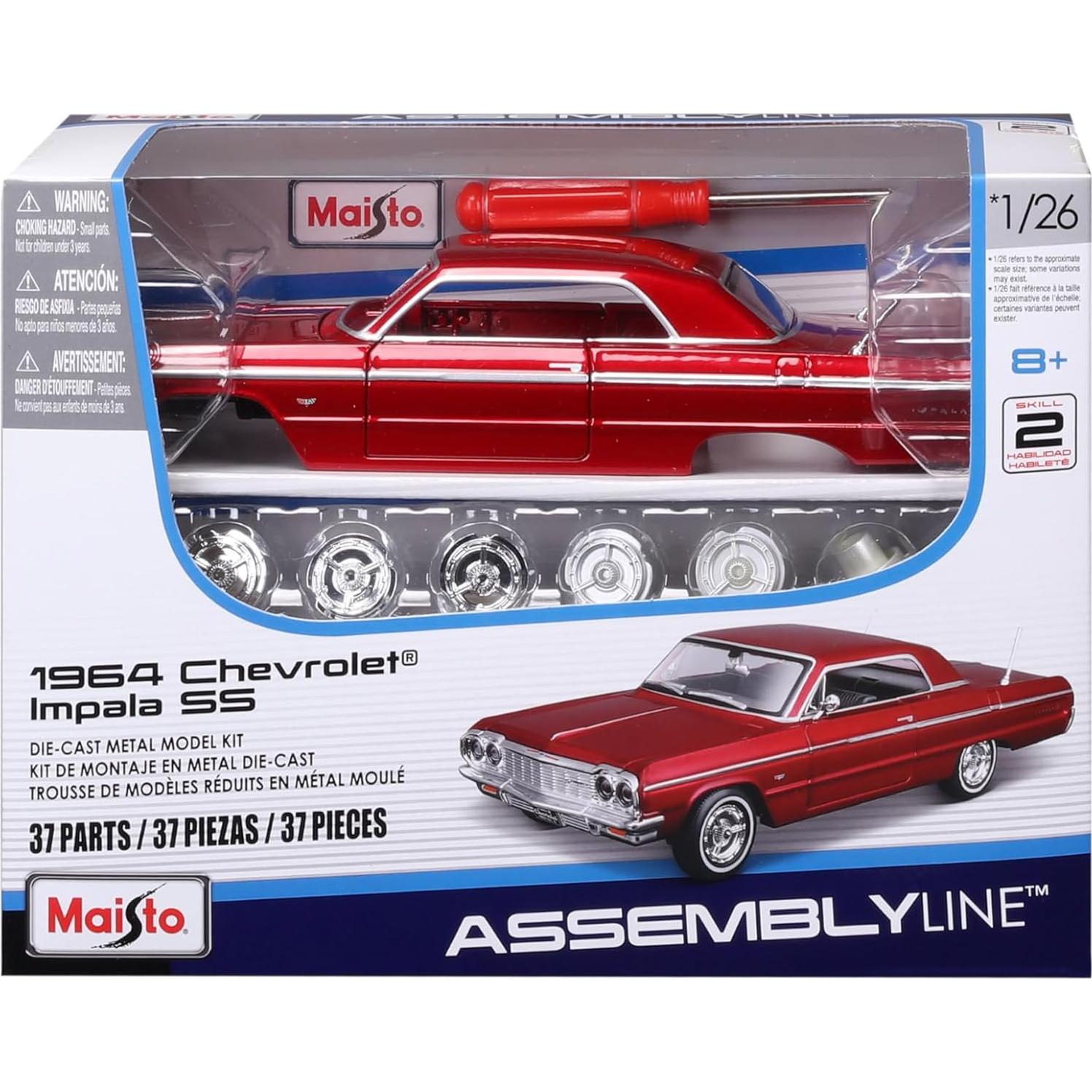 Maisto 1:24 Chevrolet Impala SS 1964 Kit de Modelo Rojo