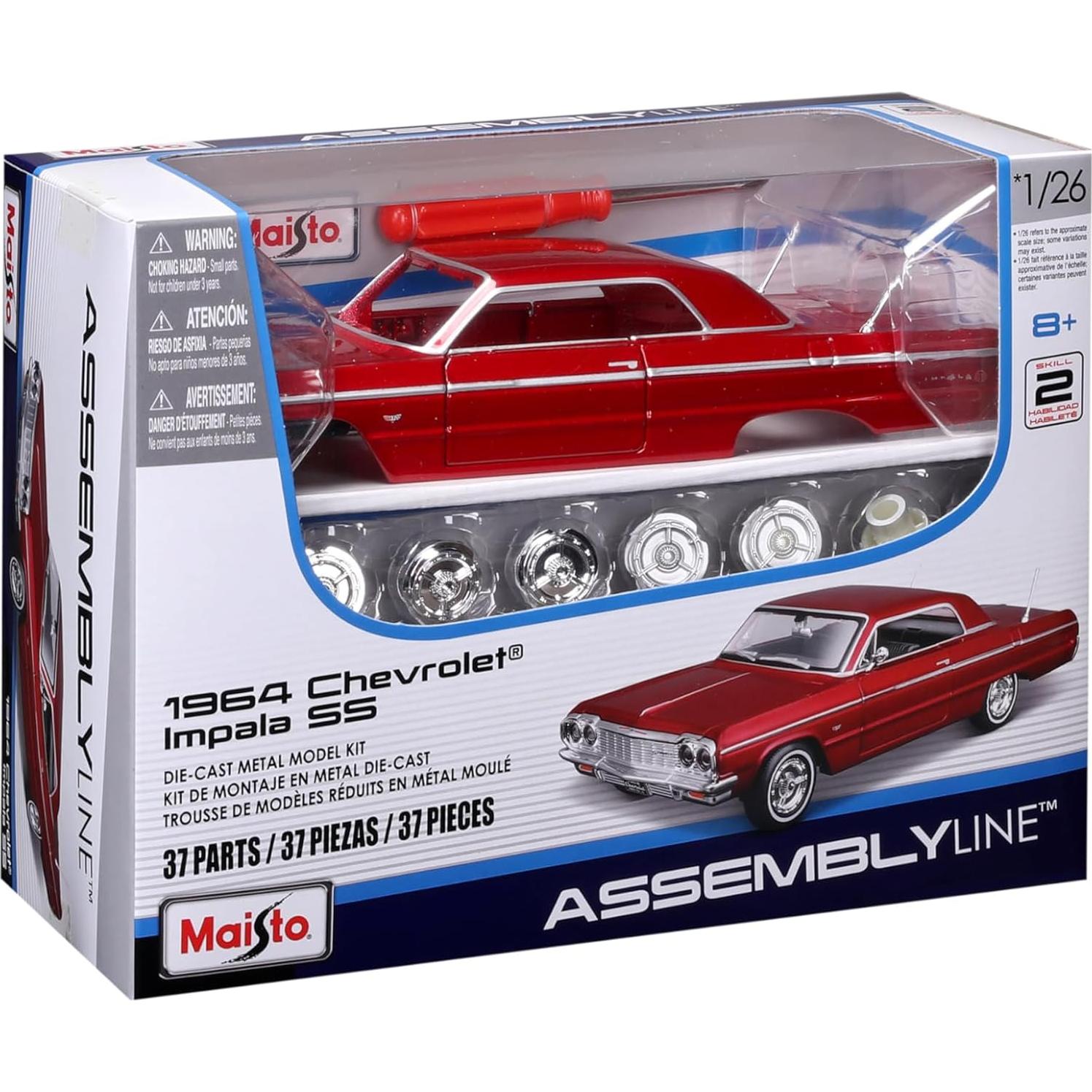 Maisto 1:24 Chevrolet Impala SS 1964 Kit de Modelo Rojo