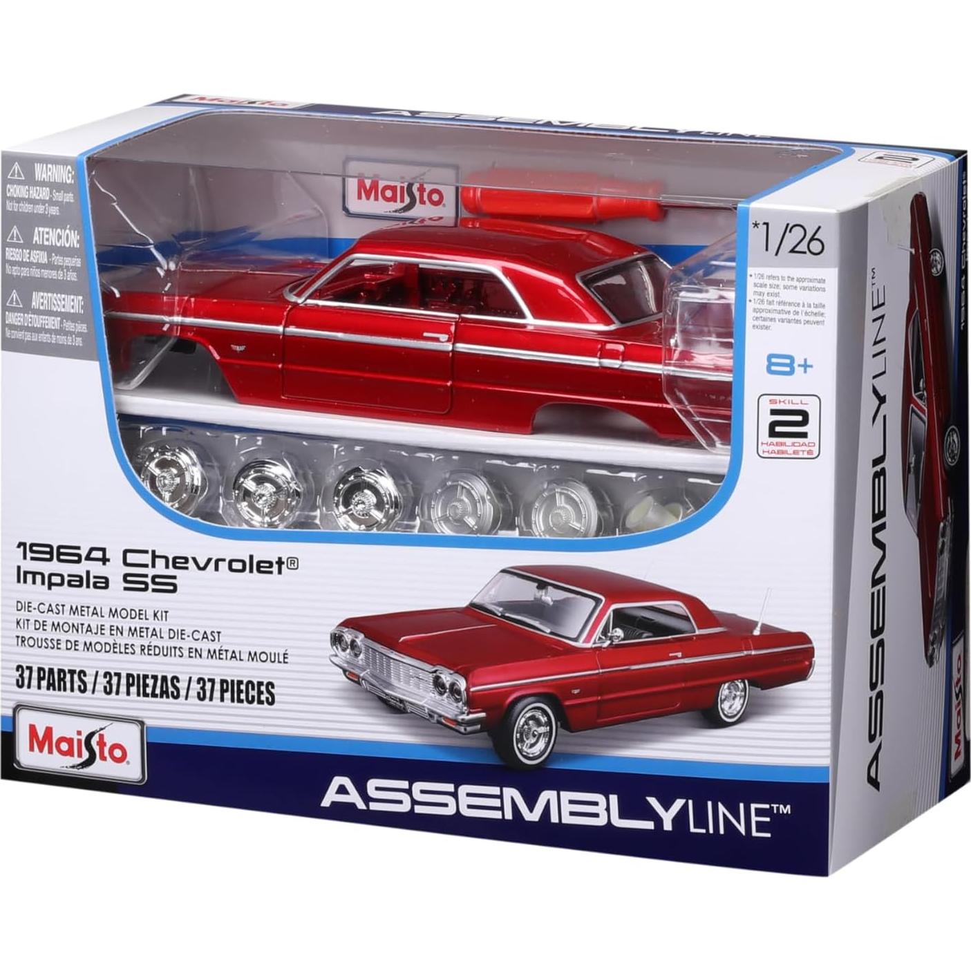 Maisto 1:24 Chevrolet Impala SS 1964 Kit de Modelo Rojo