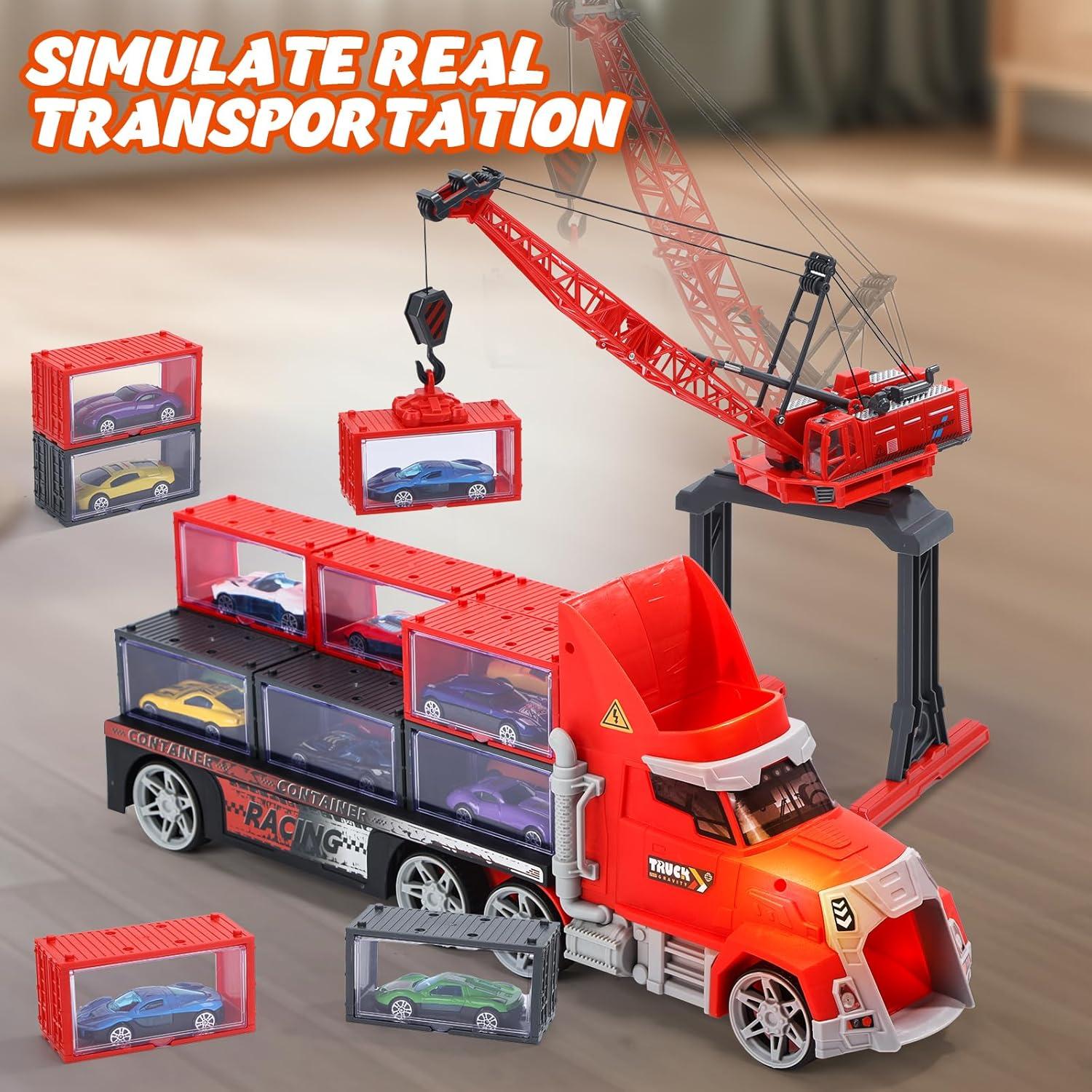 Camión Transportador CUTE STONE 26-en-1 con Grúas y Coches