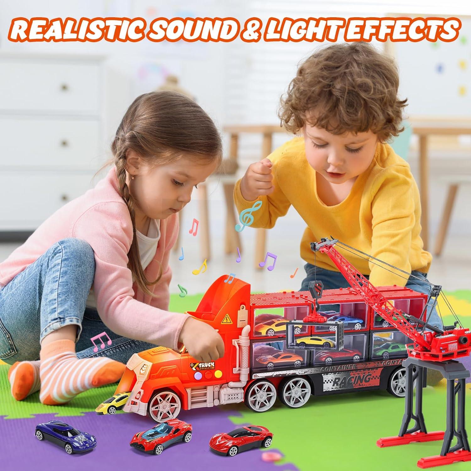 Camión Transportador CUTE STONE 26-en-1 con Grúas y Coches