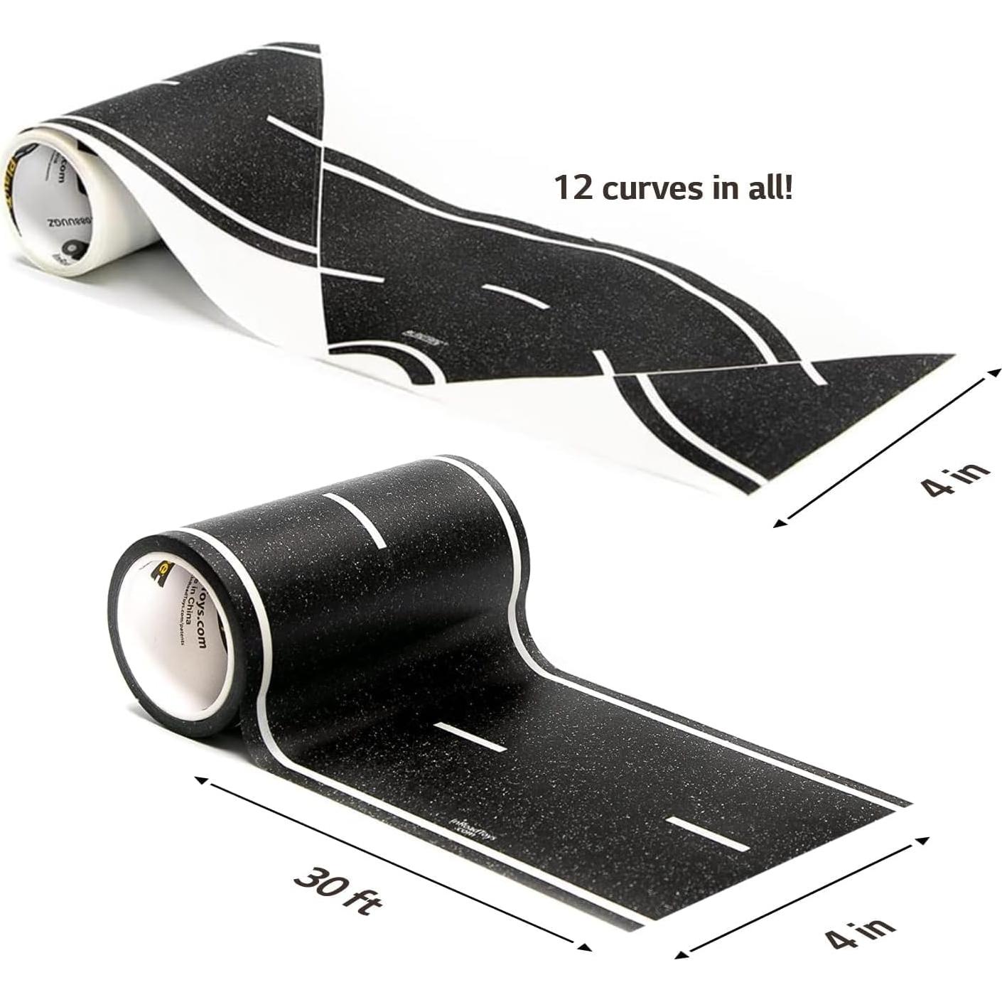 PlayTape Cinta de Carretera Asfalto 30 pies + 12 Curvas