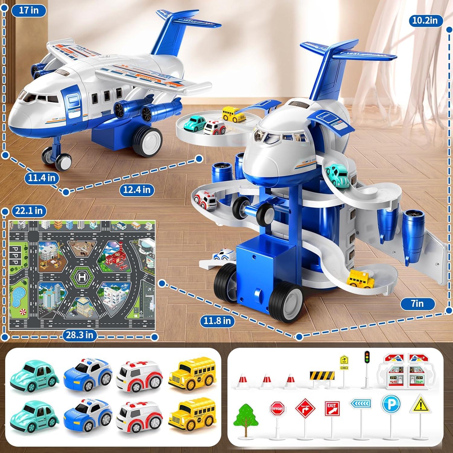 Juguete Educativo de Avión MSKOLER con Pista y 8 Coches