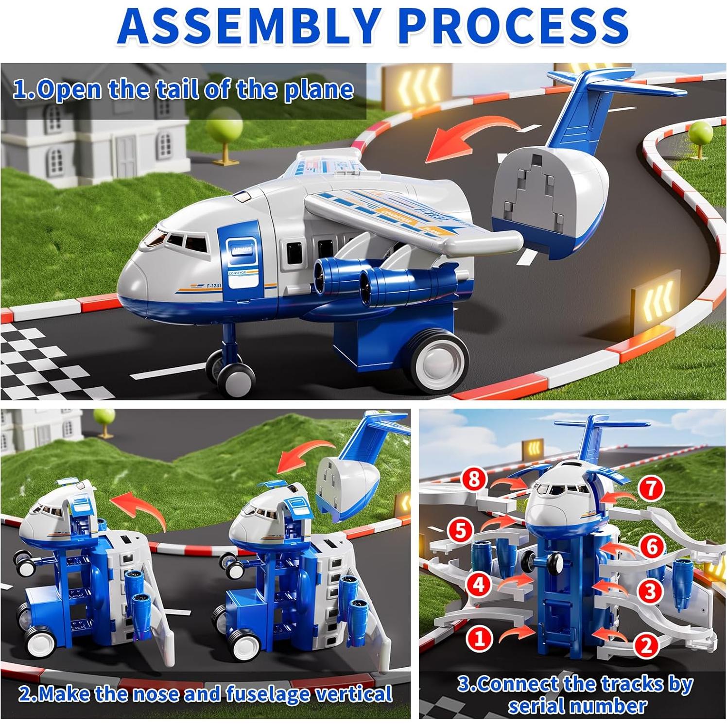 Juguete Educativo de Avión MSKOLER con Pista y 8 Coches