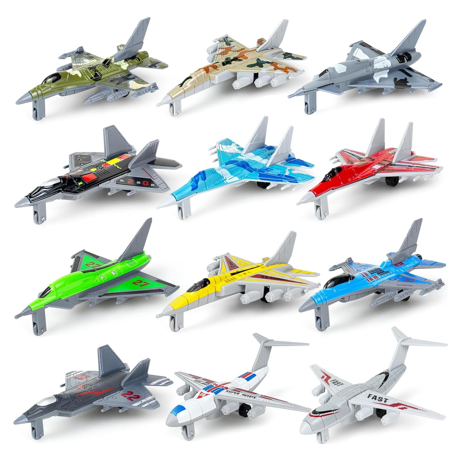 Paquete de 12 Aviones de Juguete Diecast Ynybusi para Niños