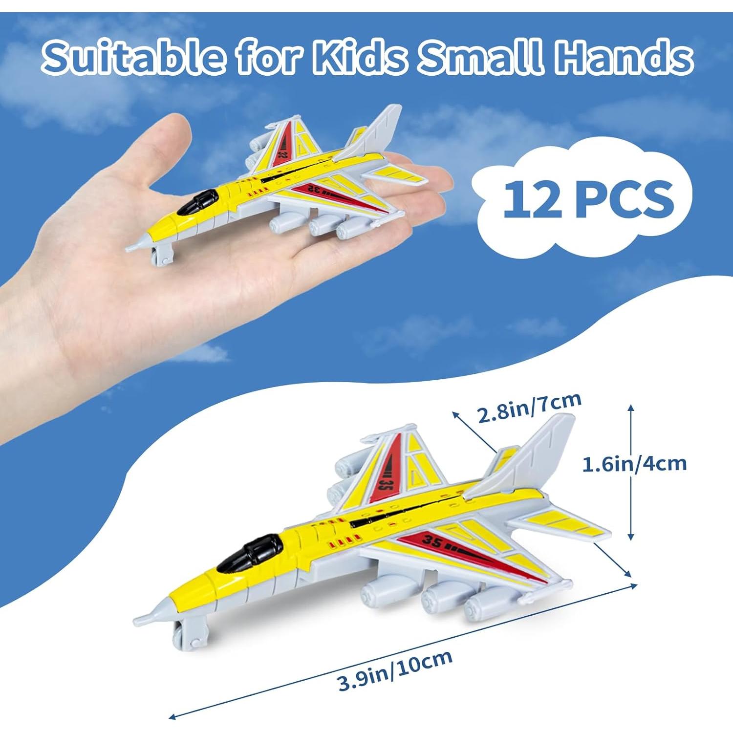 Paquete de 12 Aviones de Juguete Diecast Ynybusi para Niños